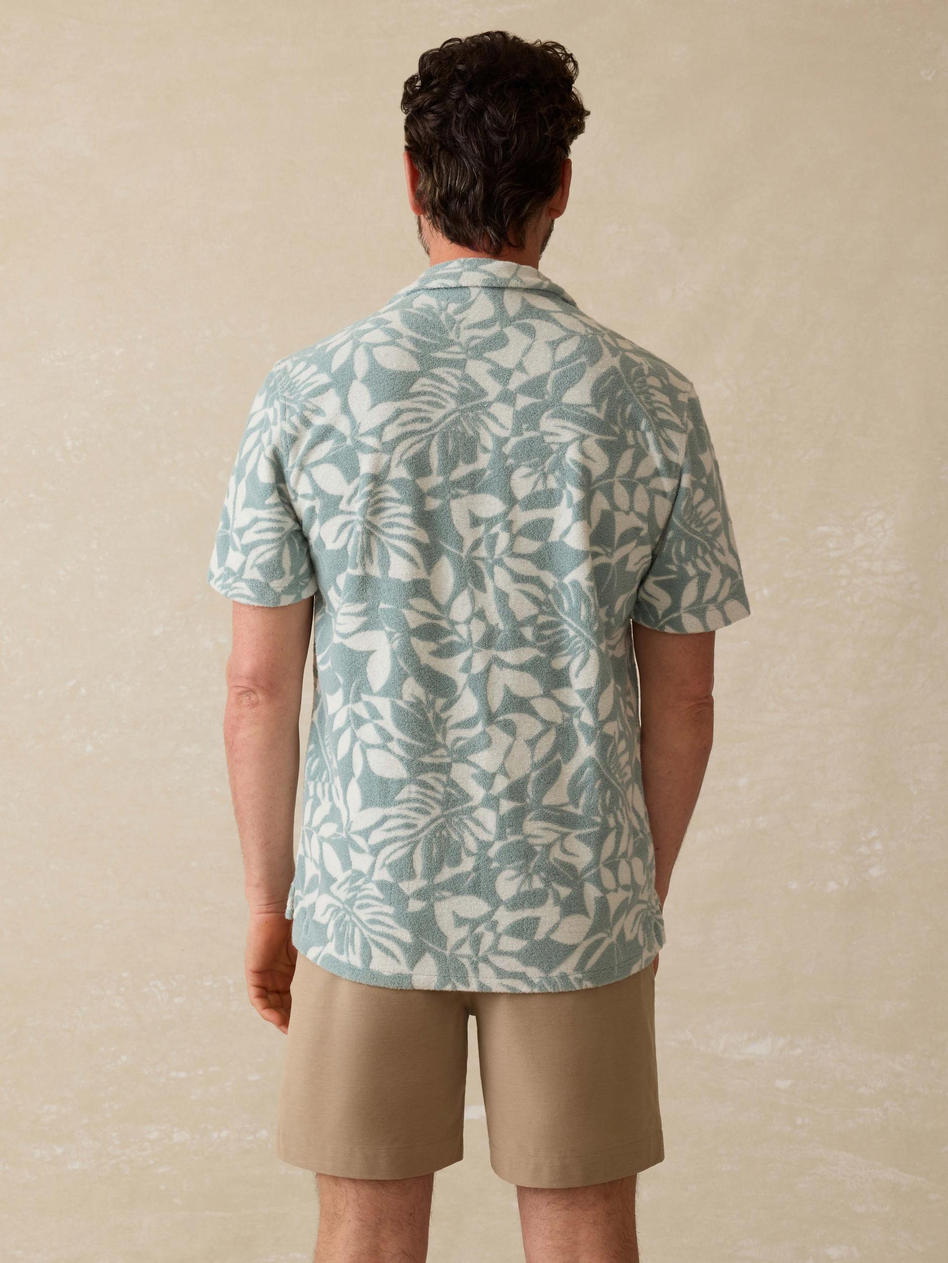 Short-Sleeve Cabana Towel Terry Shirt - Poolside Foliage Teal Male Product Image