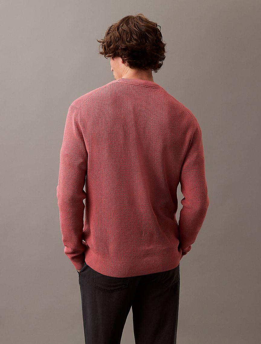 Smooth Cotton Waffle Henley Sweater Product Image