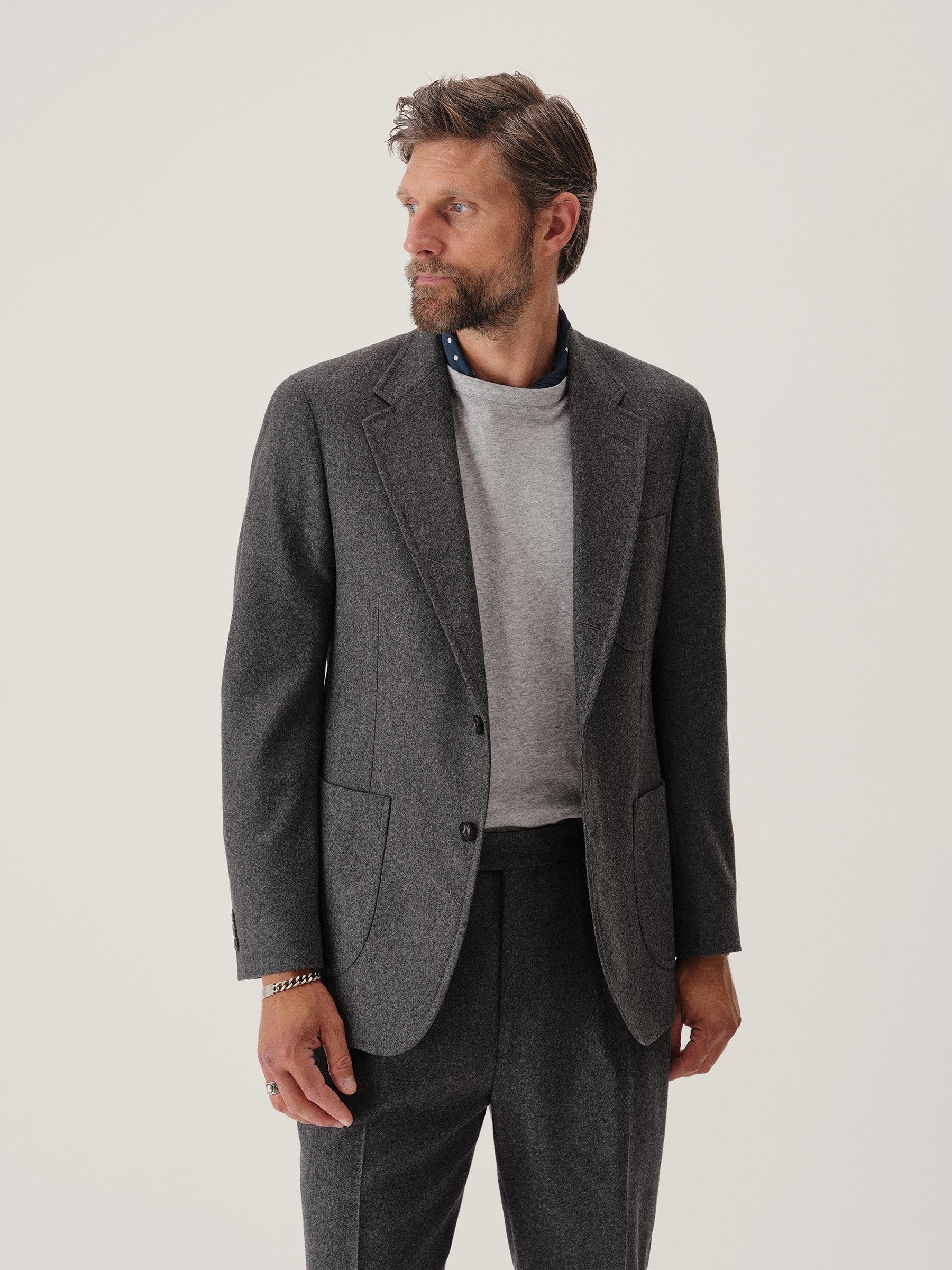 Heather Charcoal Italian Wool Flannel Graduate Blazer Product Image