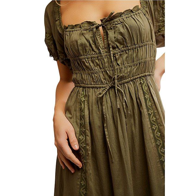 Free People Falling Sun Square Neck Short Puff Sleeve Tiered Midi Dress Product Image