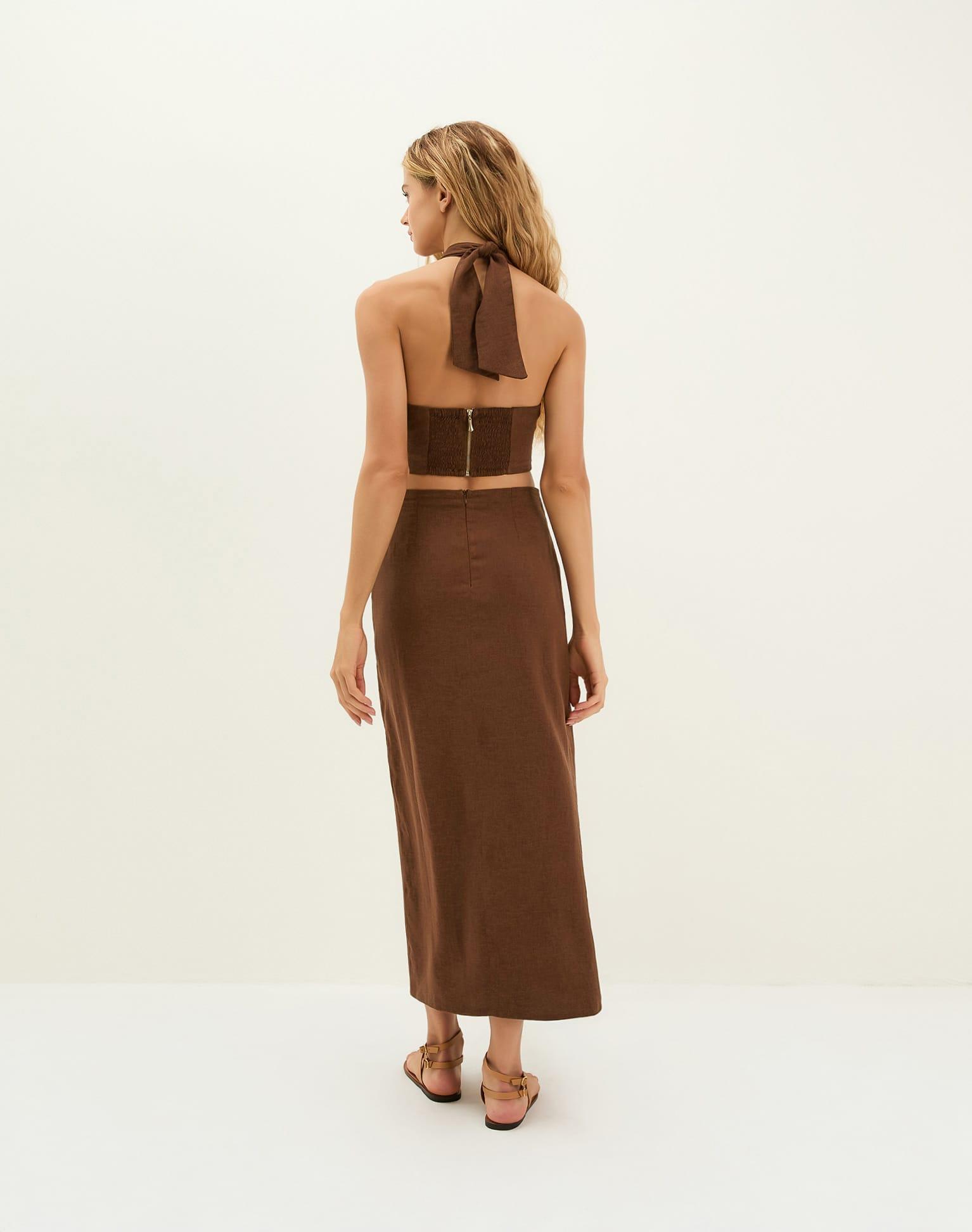 Luna Midi Skirt - Brown Product Image