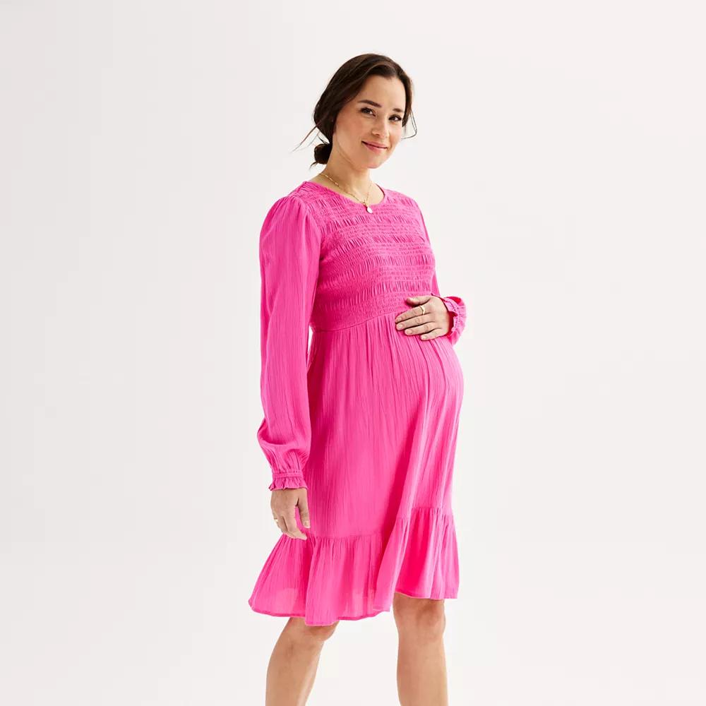 Maternity Sonoma Goods For Life Smocked Babydoll Dress, Womens Product Image