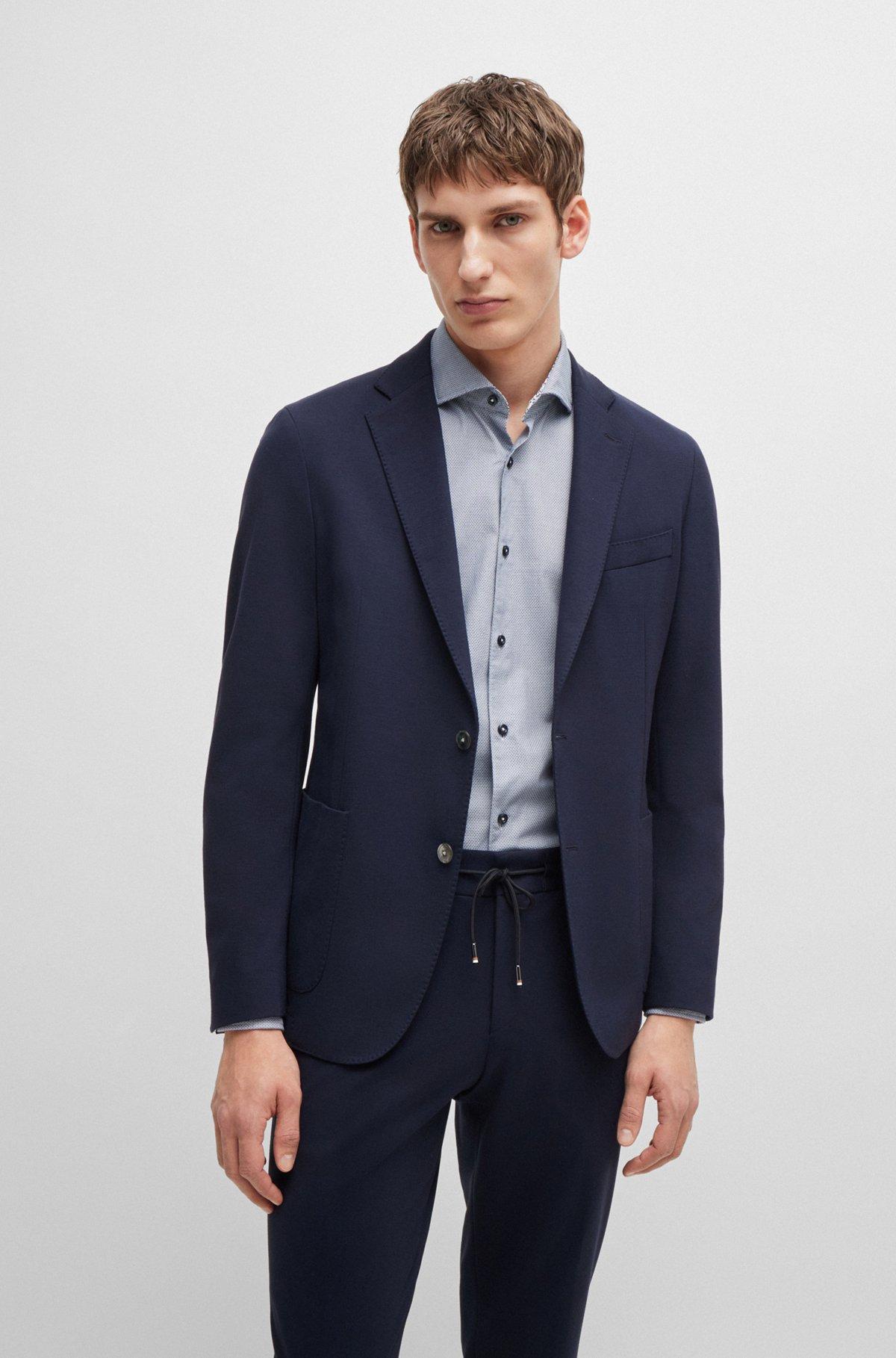 Casual-fit shirt in structured cotton with spread collar Product Image