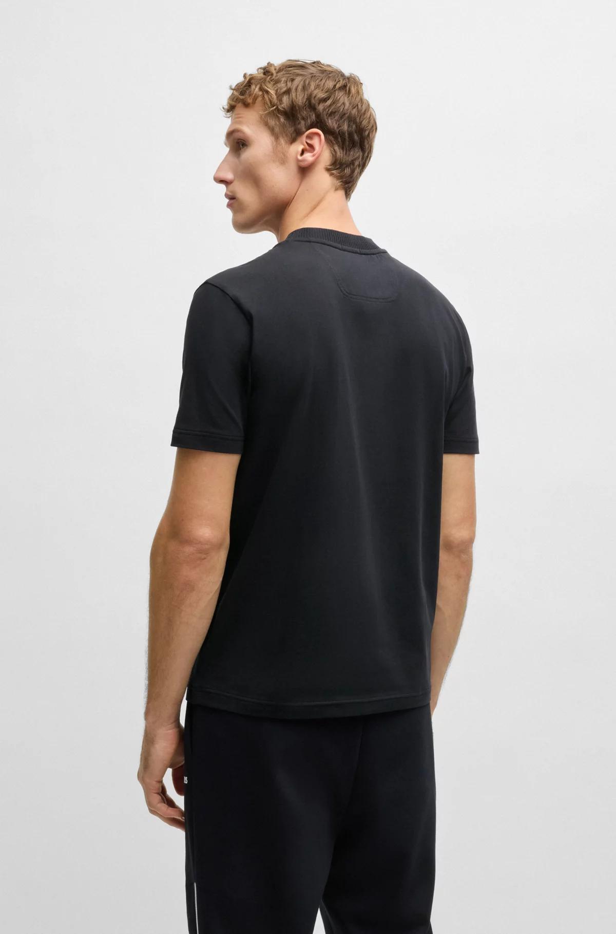 Stretch-cotton T-shirt with logo collar Product Image