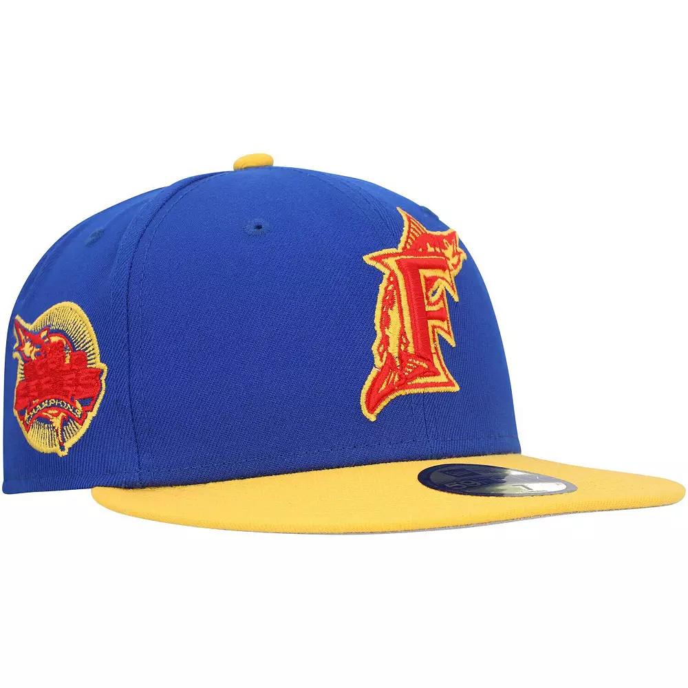 Men's New Era Royal/Yellow Florida Marlins Cooperstown Collection Empire 59FIFTY Fitted Hat,  Product Image