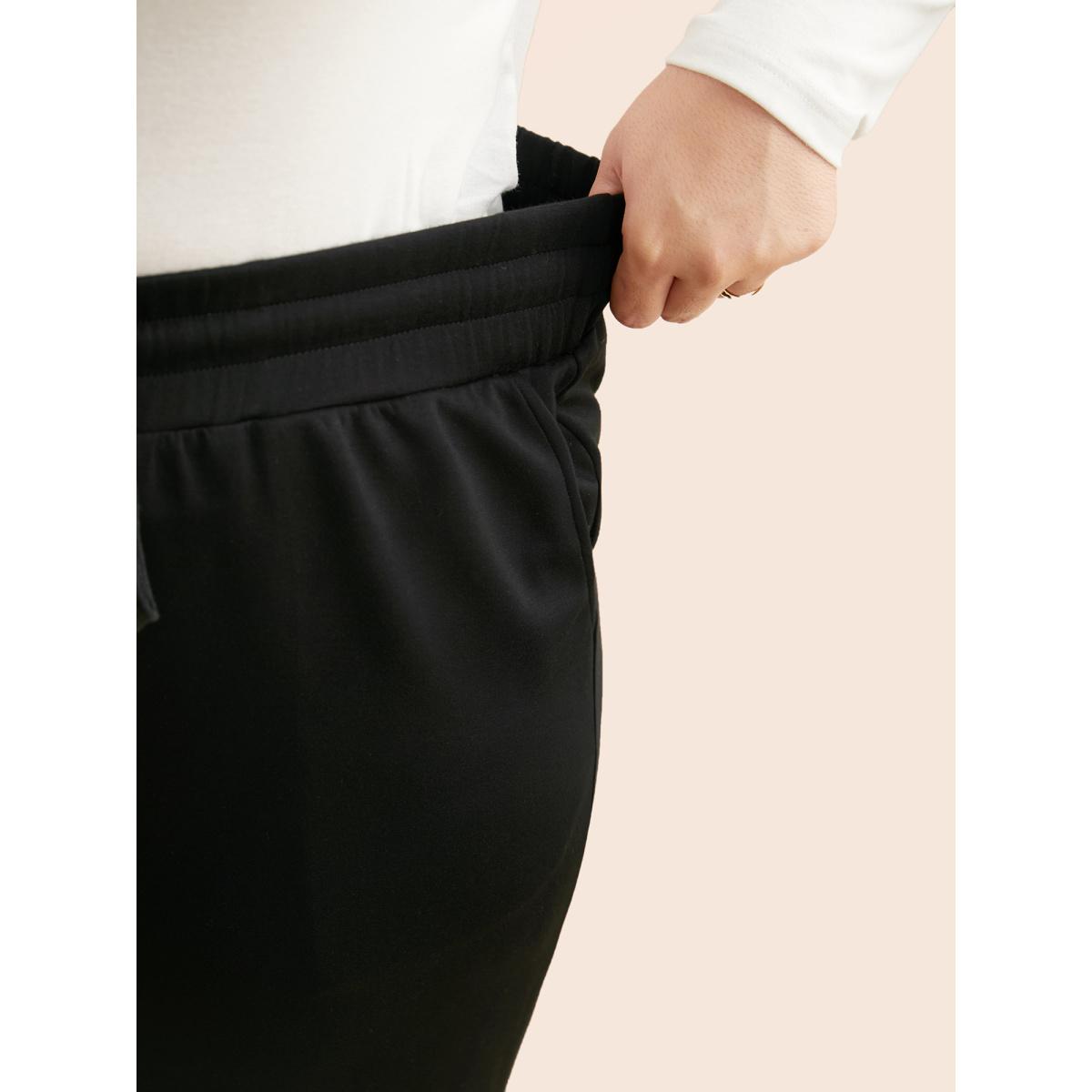 Plus Size Supersoft Straight-Leg Pants Women Black Casual Straight Leg Mid Rise Everyday Pants BloomChic 26/4X Product Image