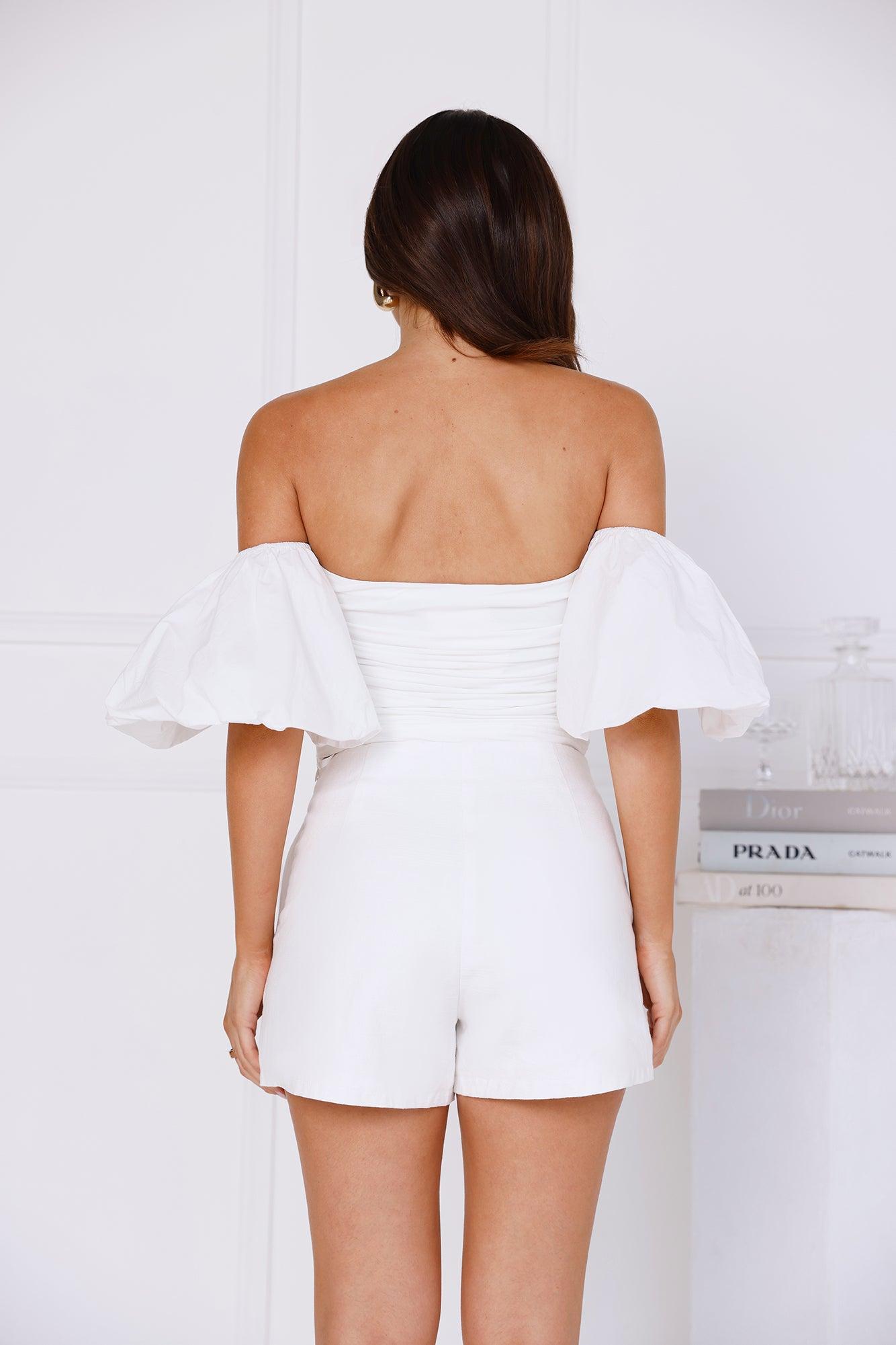 Trendsetter Style Off Shoulder Top White Product Image