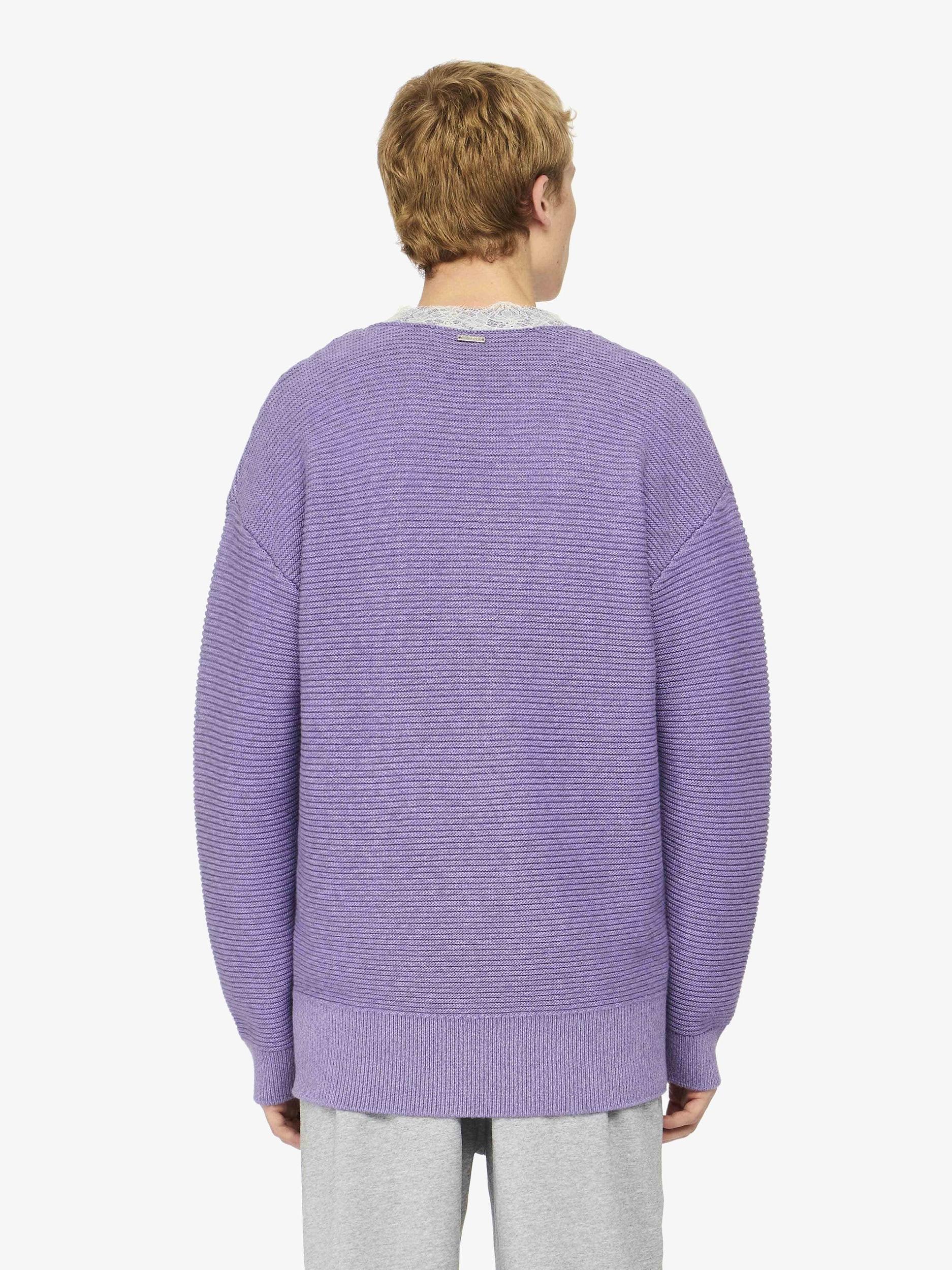 V-NECK LACE TRIM SWEATER Product Image