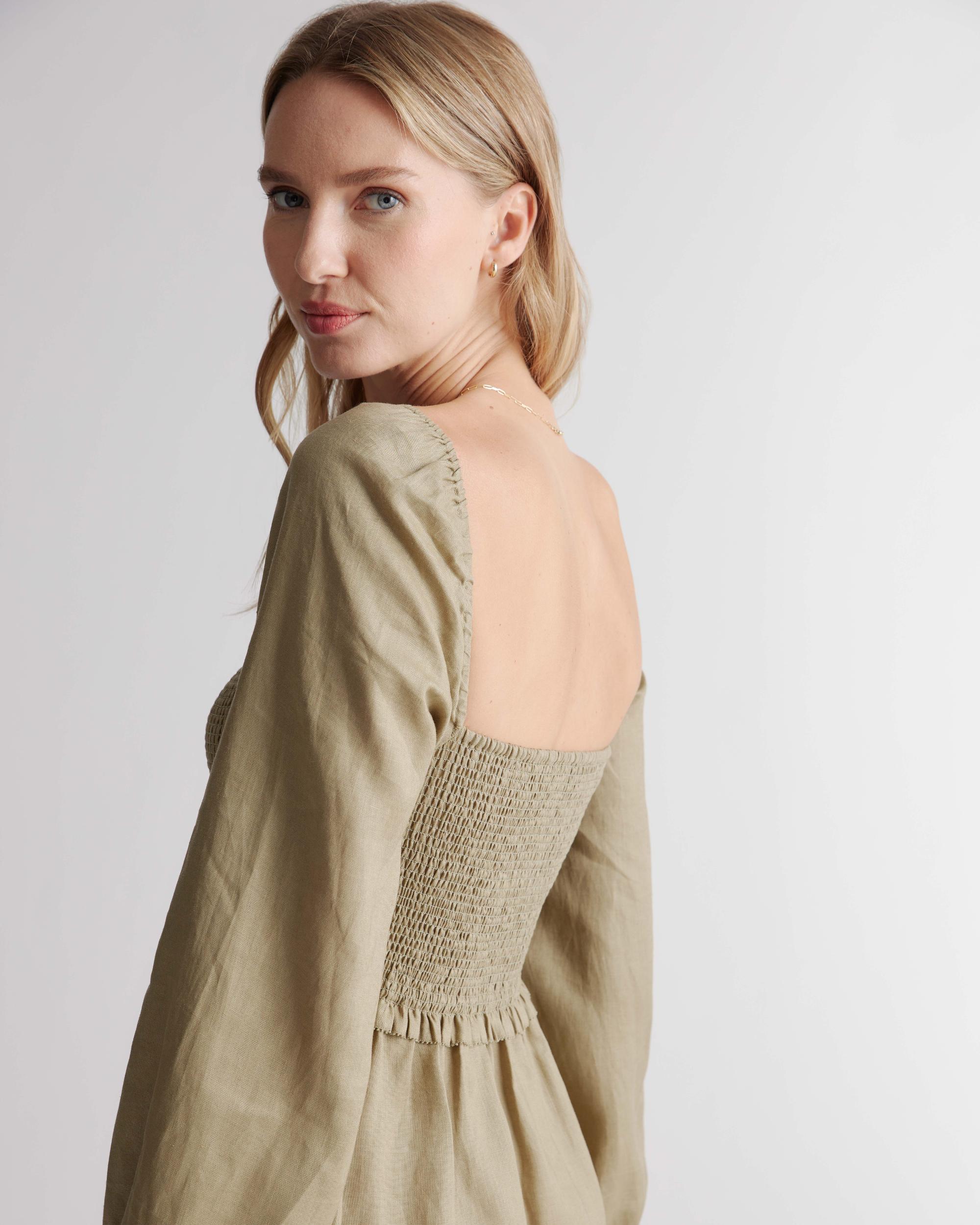 Quince | Women's 100% European Linen Smocked Mini Dress Size XS Product Image