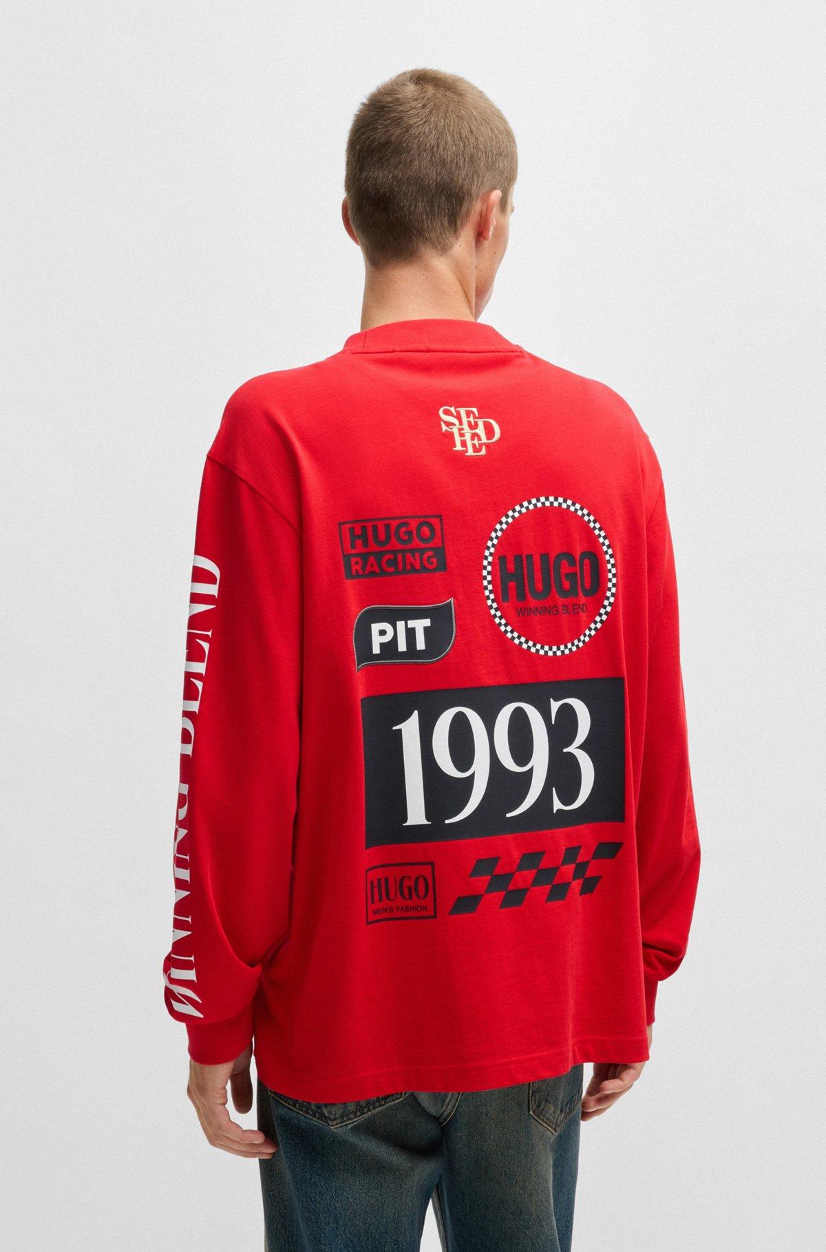 Relaxed-fit T-shirt in cotton with racing prints Product Image