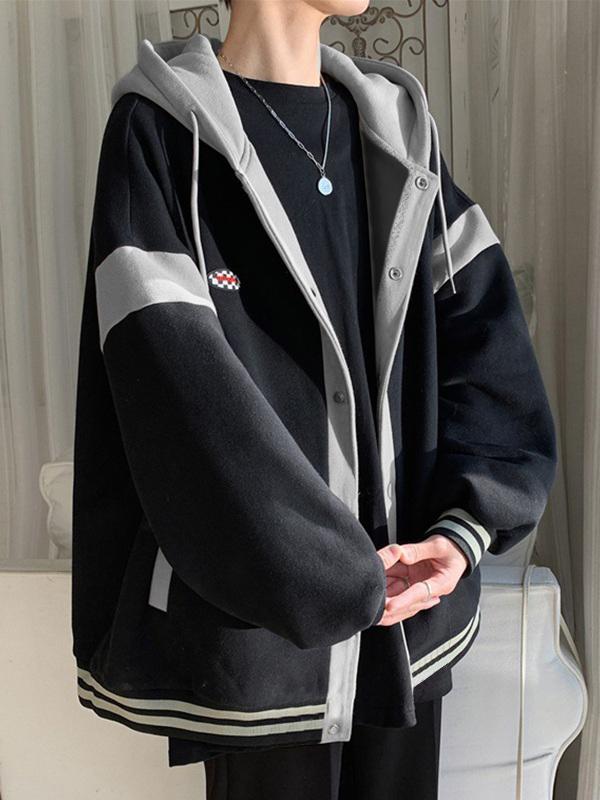 Men's Color Block Hooded Jacket Product Image