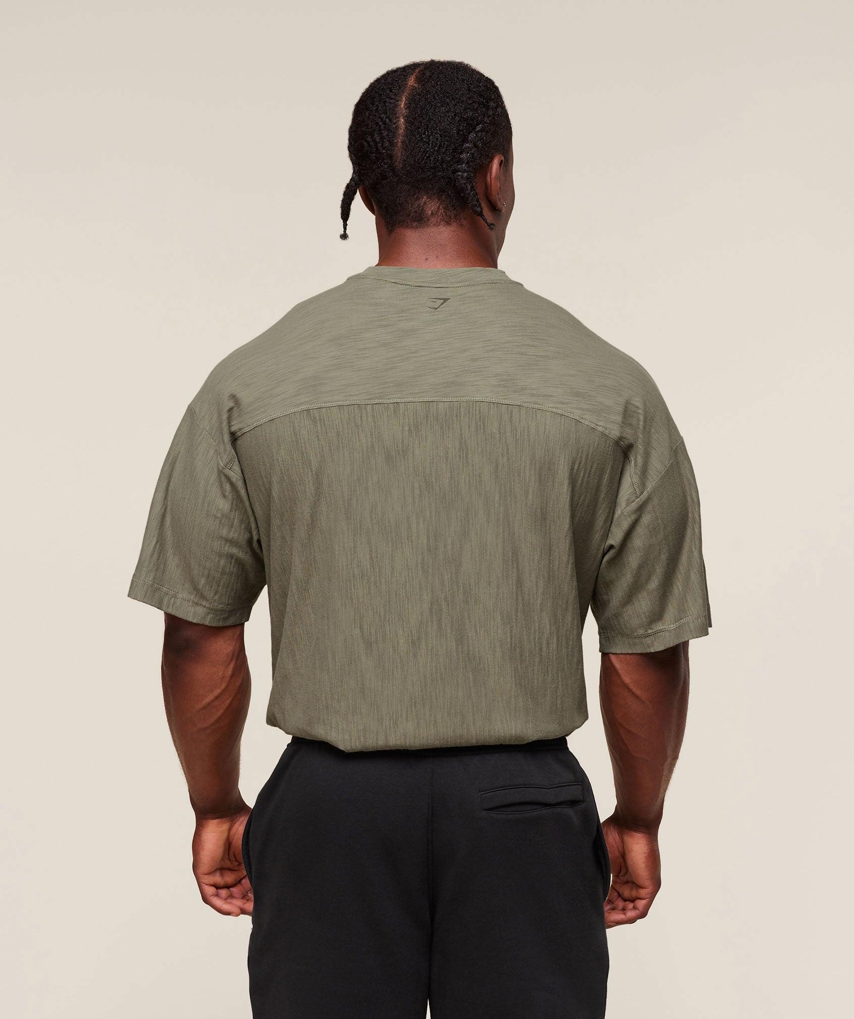 Gymshark Lightweight Slub Textured T-Shirt - Utility Green Male Product Image