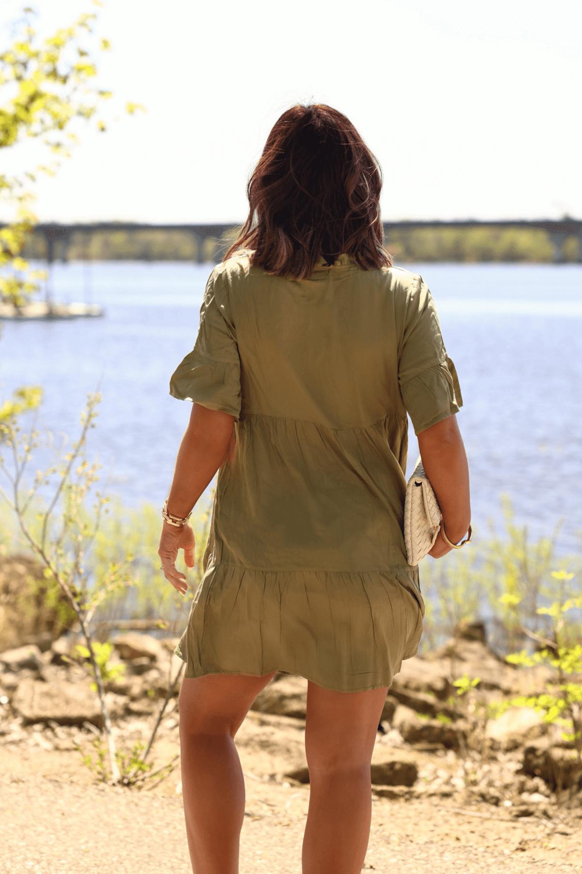 Jessica Green Tiered Mini Dress - FINAL SALE Product Image