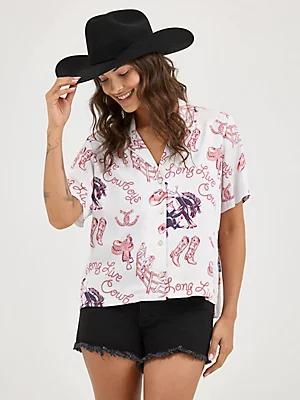 Women's Wrangler Retro® Cowgirl Camp Shirt in Ditsy Cowboy Product Image