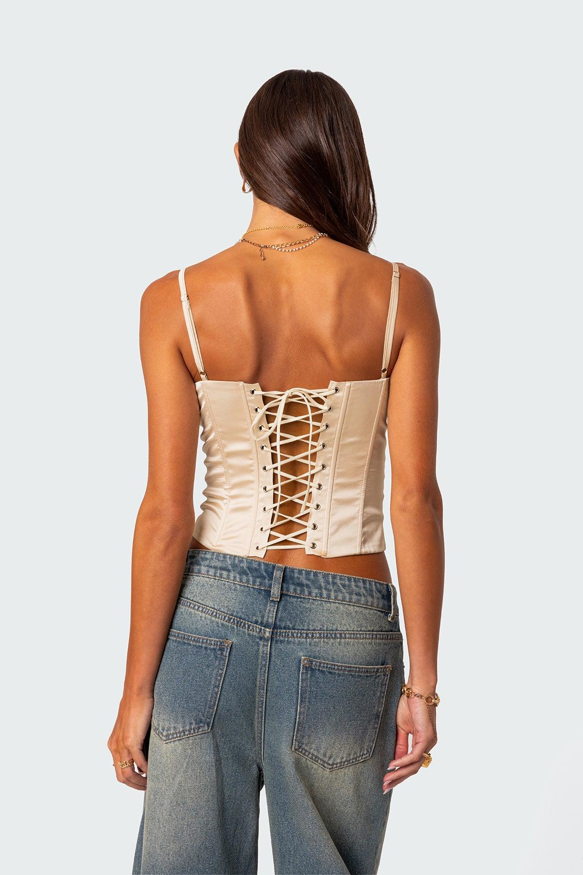 Arabelle Satin Effect Lace Up Corset Product Image