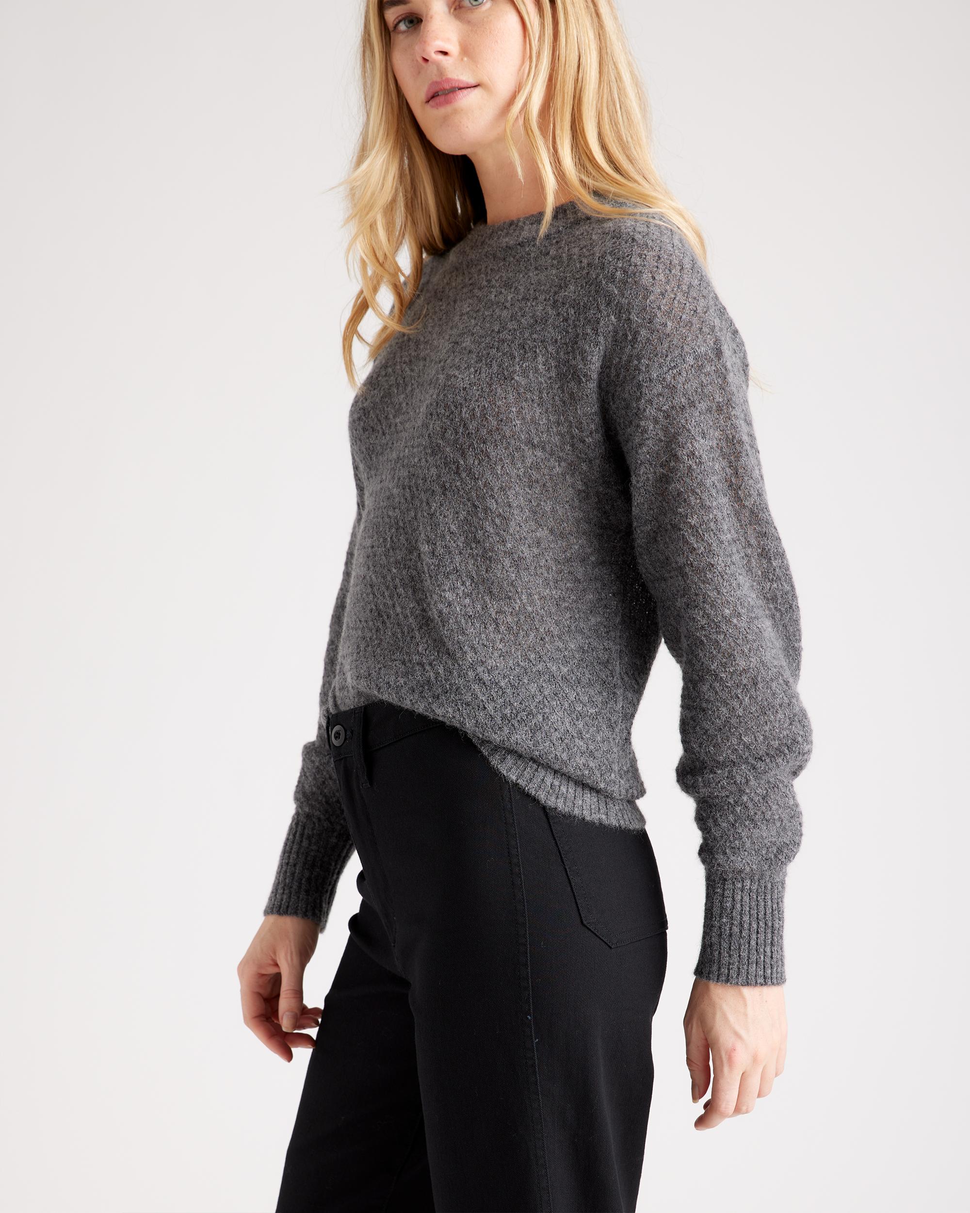 Quince | Women's Baby Alpaca-Wool Diamond Stitch Crew Neck Alpaca Sweater Product Image