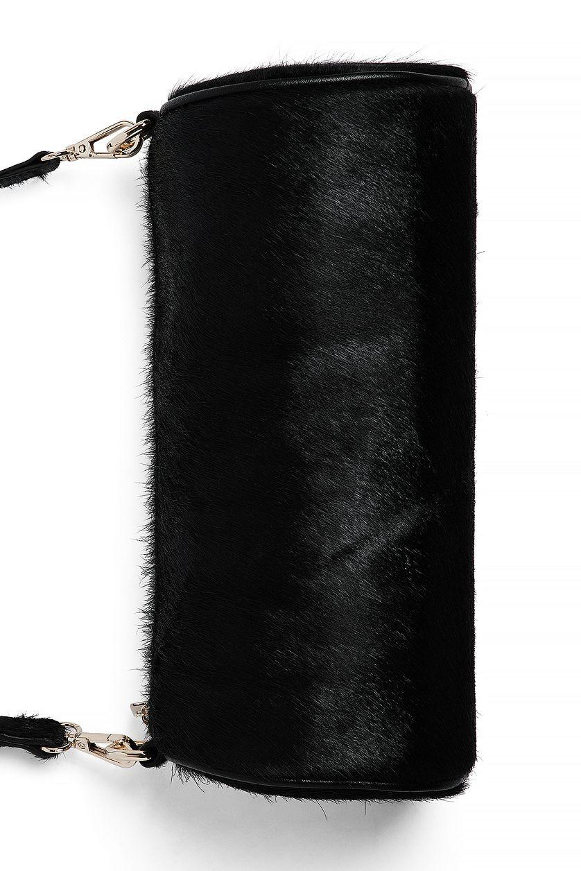 Leather Cylinder Shoulder Bag Black Product Image