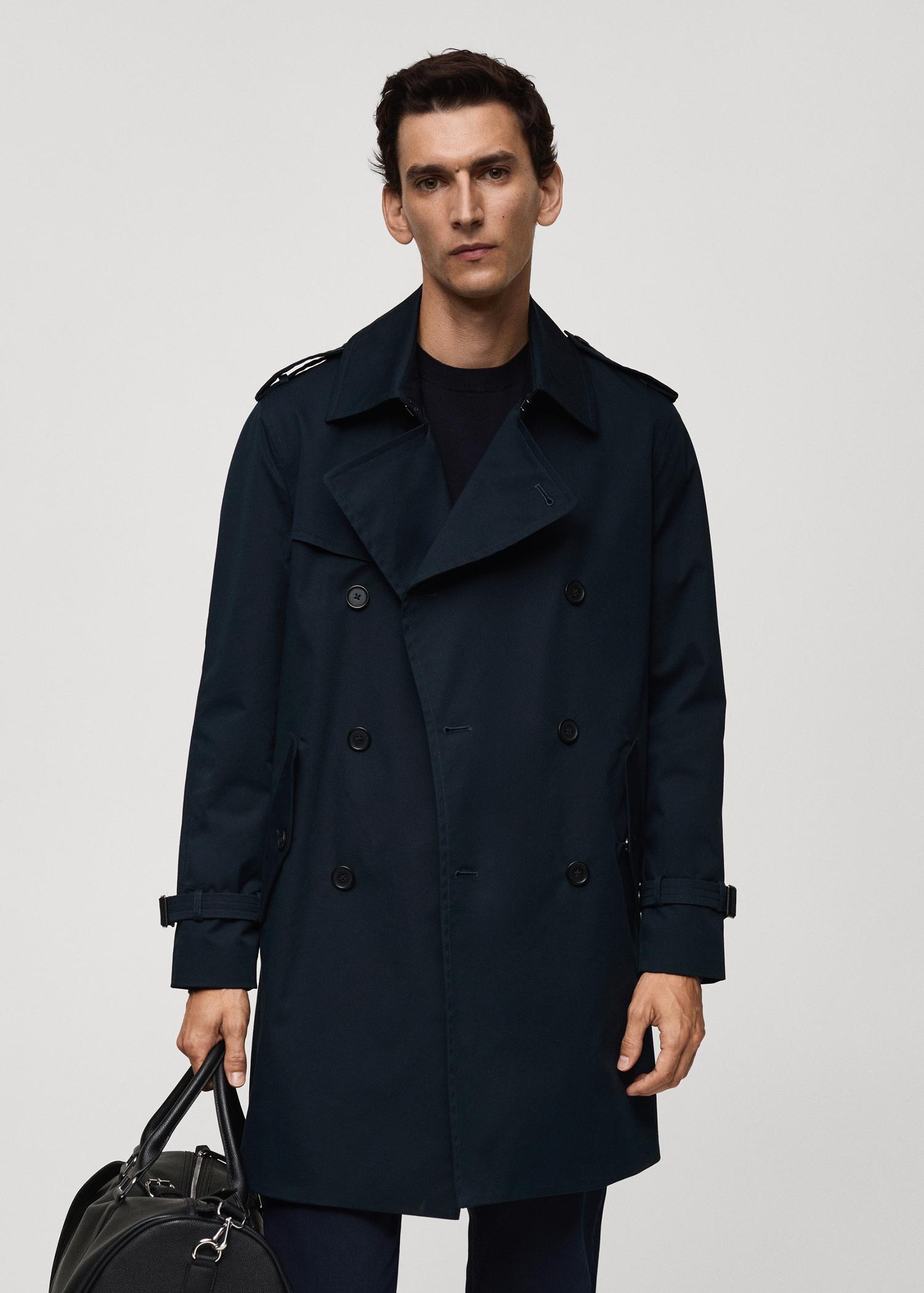 Water-repellent belted trench coat - Men | MANGO USA Product Image