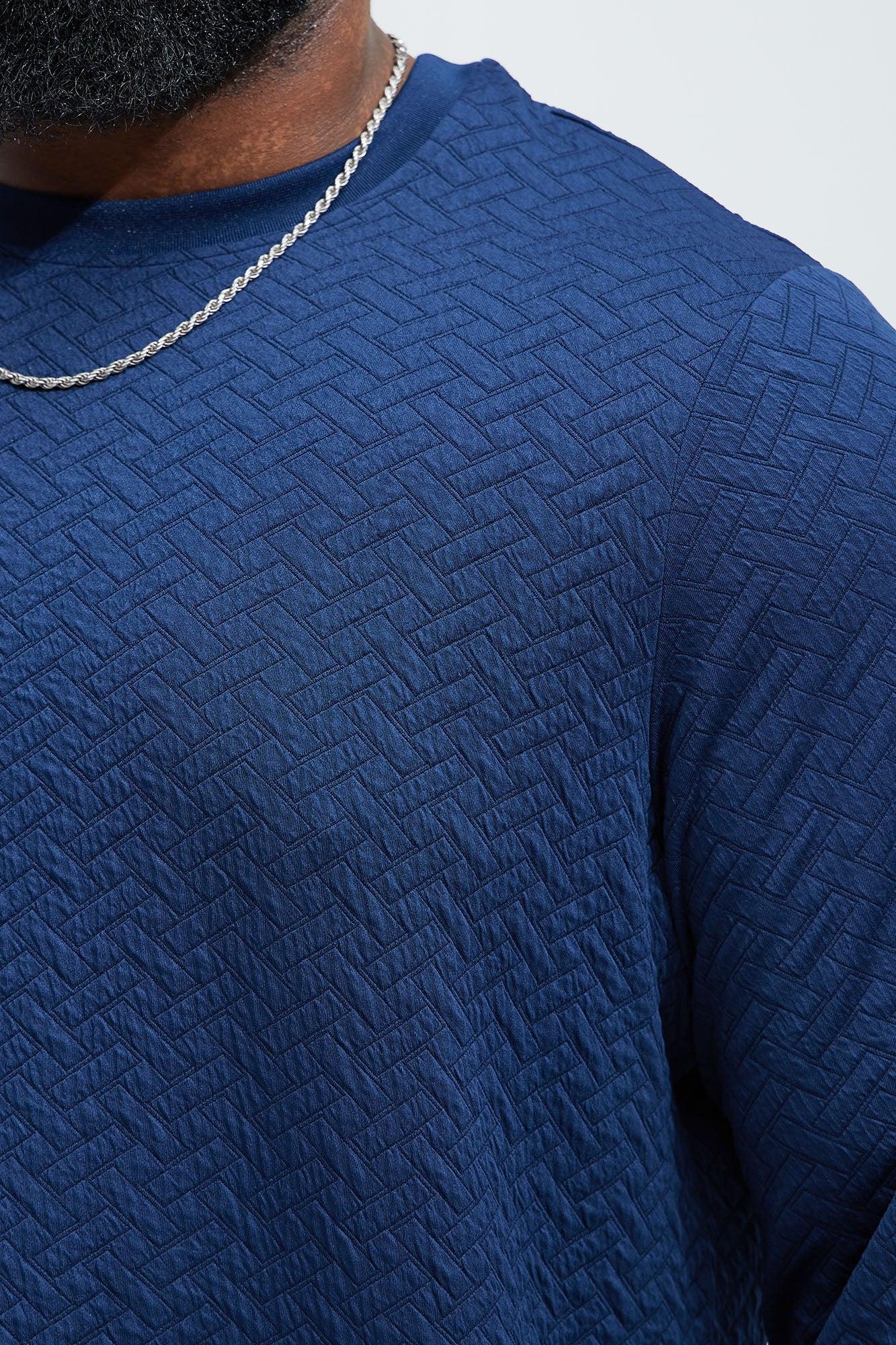 We Outside Textured Long Sleeve Tee - Navy Product Image