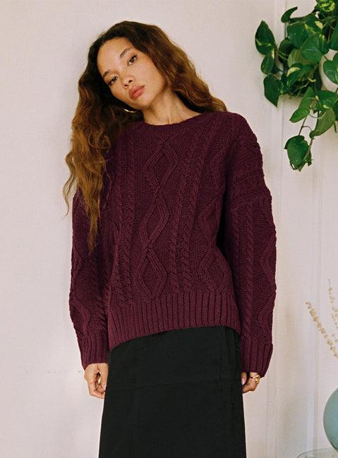 Anaya Oversized Sweater Burgundy Product Image