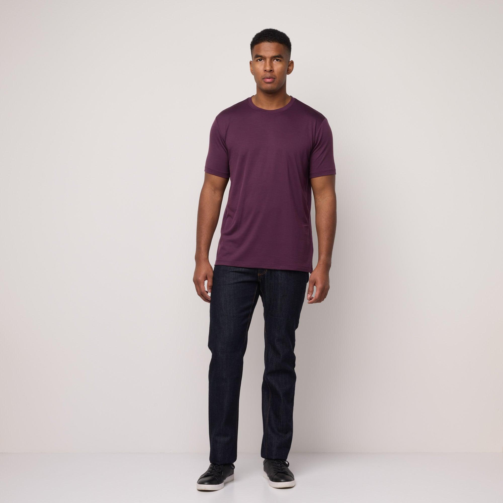 Merino Wool Crew Neck T-Shirt | Ochre Product Image