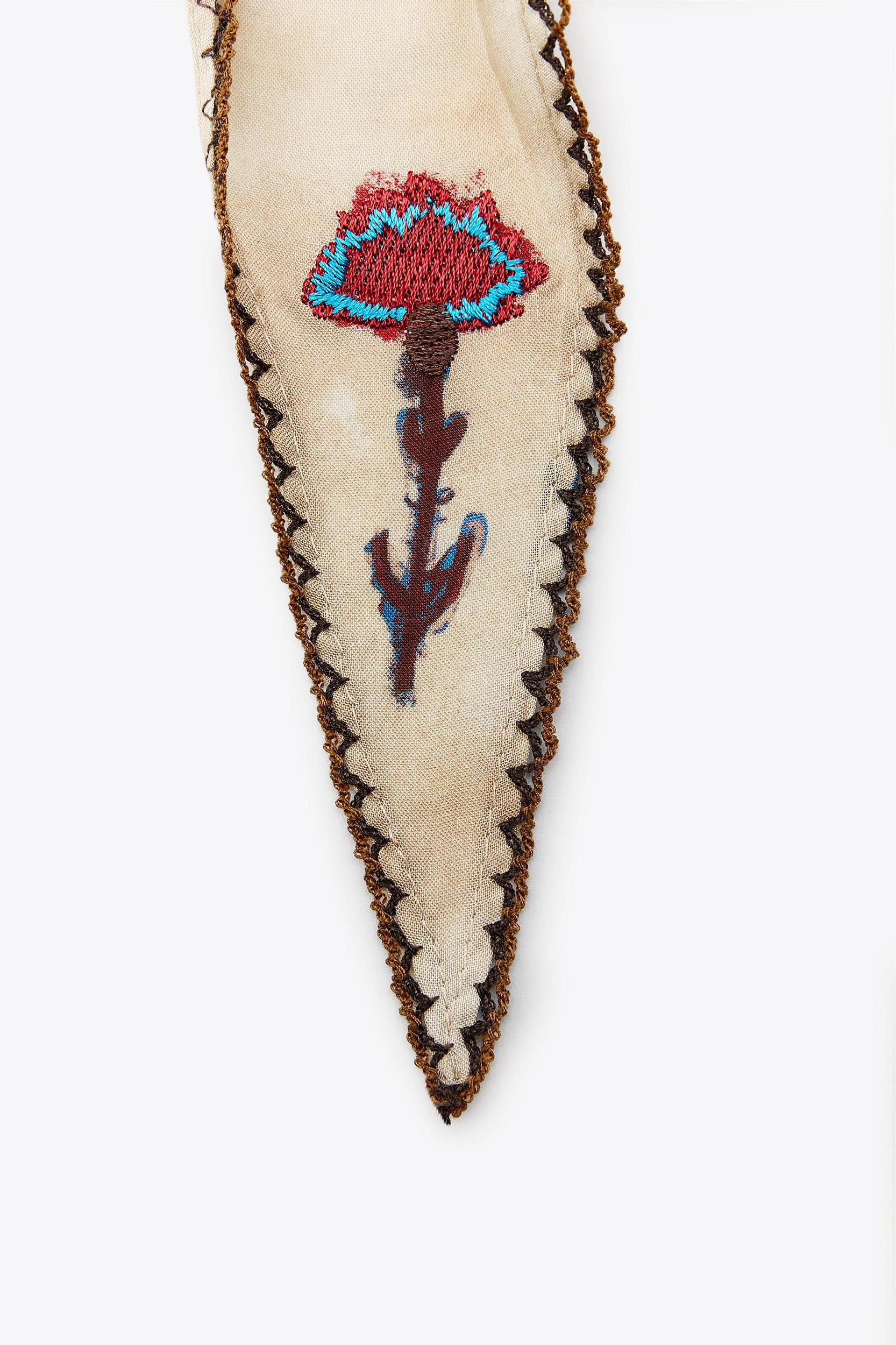 EMBROIDERED FLORAL POINTELLE BANDANA Product Image