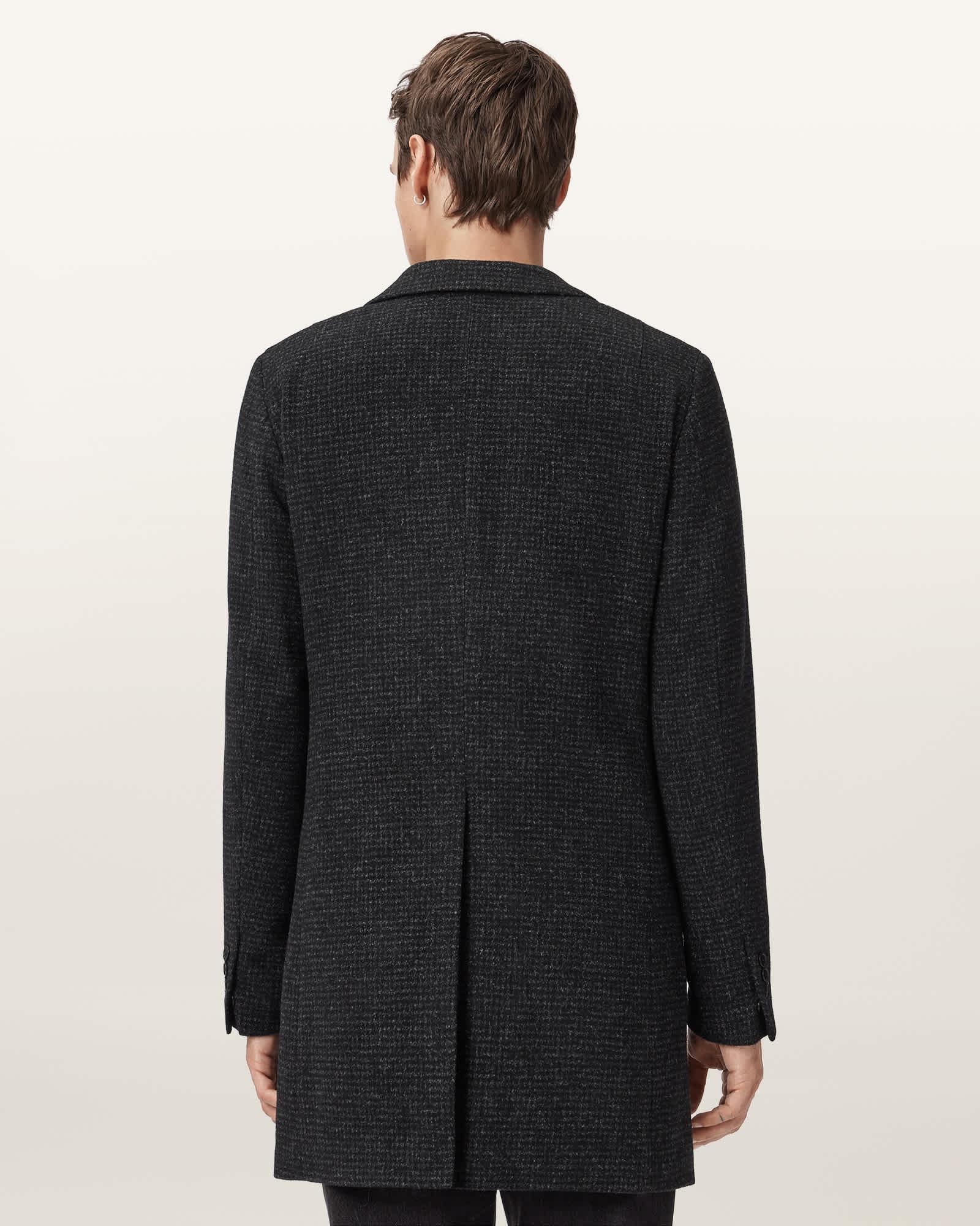 Caspian Single Breasted Coat CINDER BLACK MARL | ALLSAINTS US Product Image