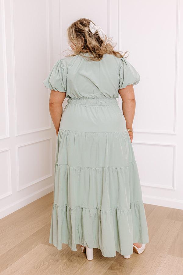 Simply Sweet Maxi Dress in Sage Curves Product Image