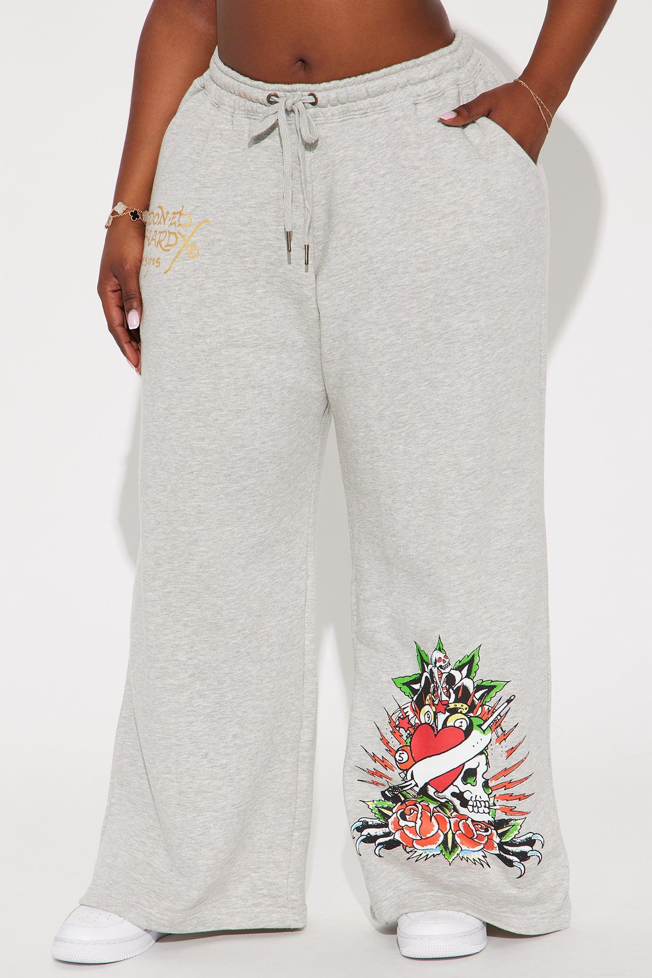 Heart Of Roses Ed Hardy Pant - Heather Grey Product Image