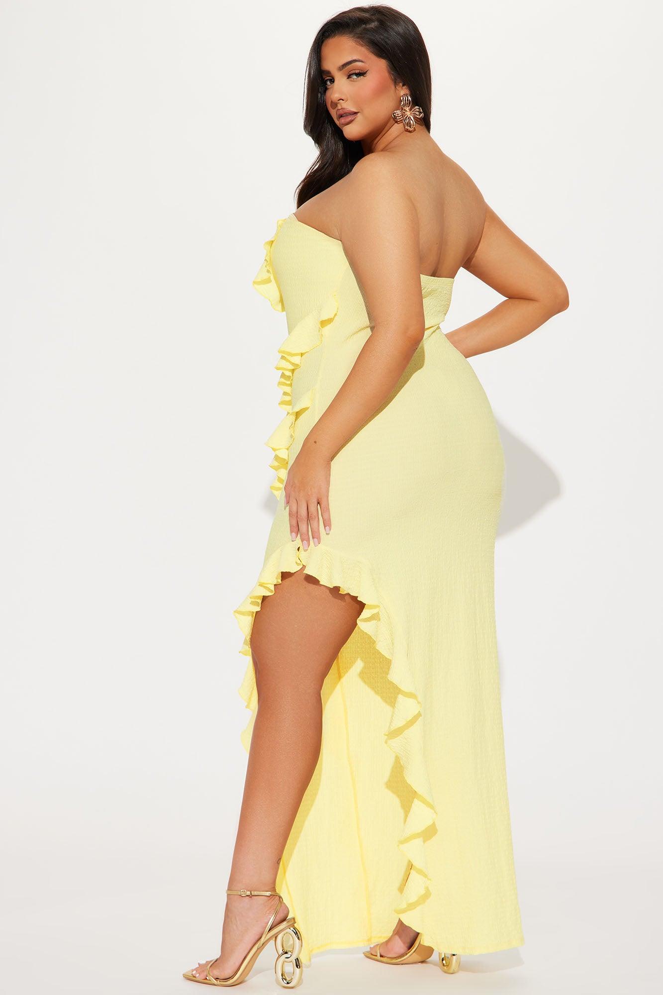 Rihanna Ruffle Maxi Dress - Yellow Product Image
