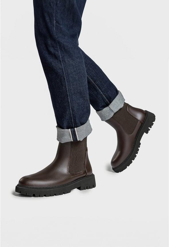 Men's Slip-On Chelsea Boots with Chunky Sole Product Image