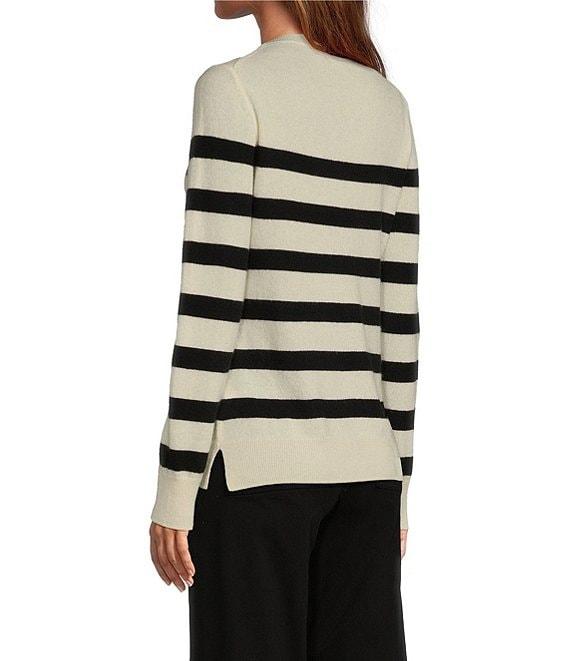 Antonio Melani Luxury Collection Cameron Cashmere Crew Neck Long Sleeve Thick Striped Knit Sweater Product Image