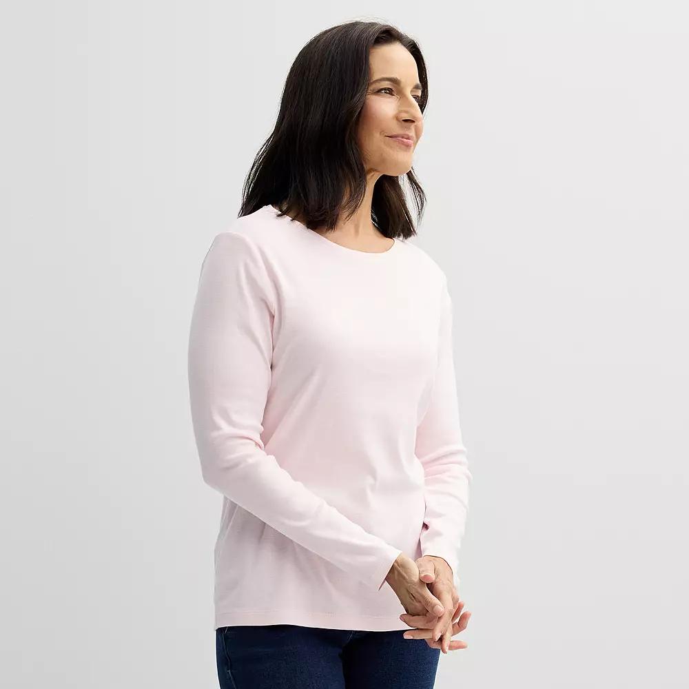 Women's Croft & Barrow® Essential Long-Sleeve Classic Crewneck Tee,  Product Image