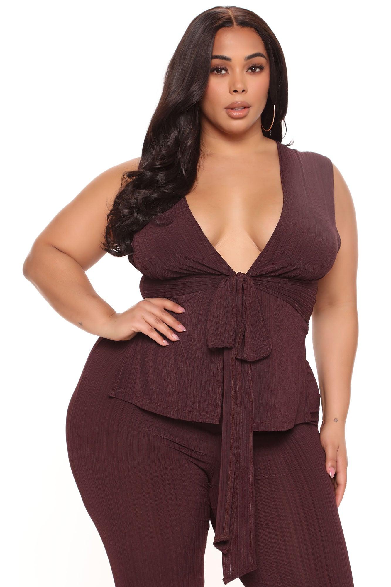 Marceline Ribbed Pant Set 33.5 - Chocolate Product Image