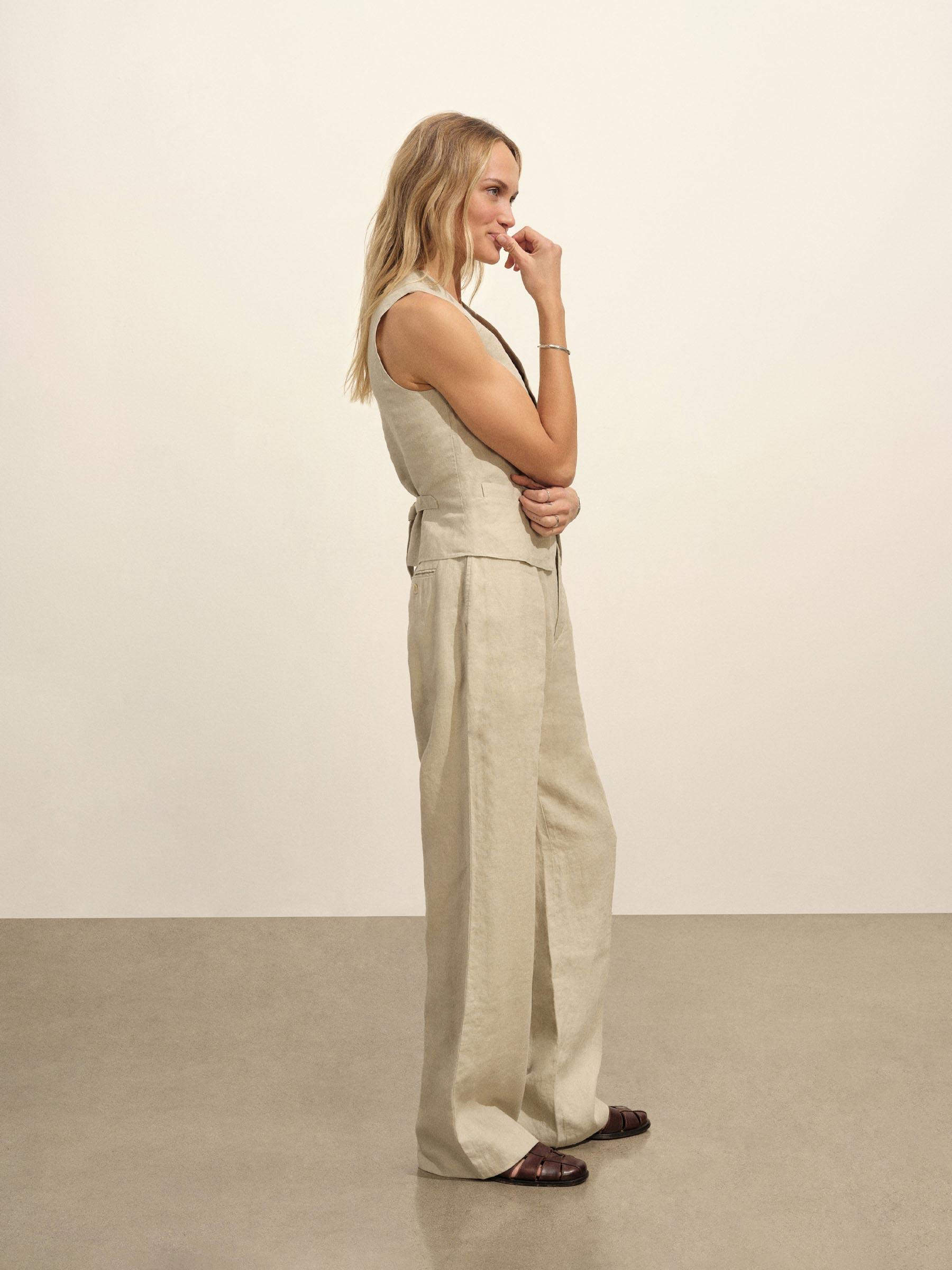 Soft Sand Riviera Linen Vest Product Image