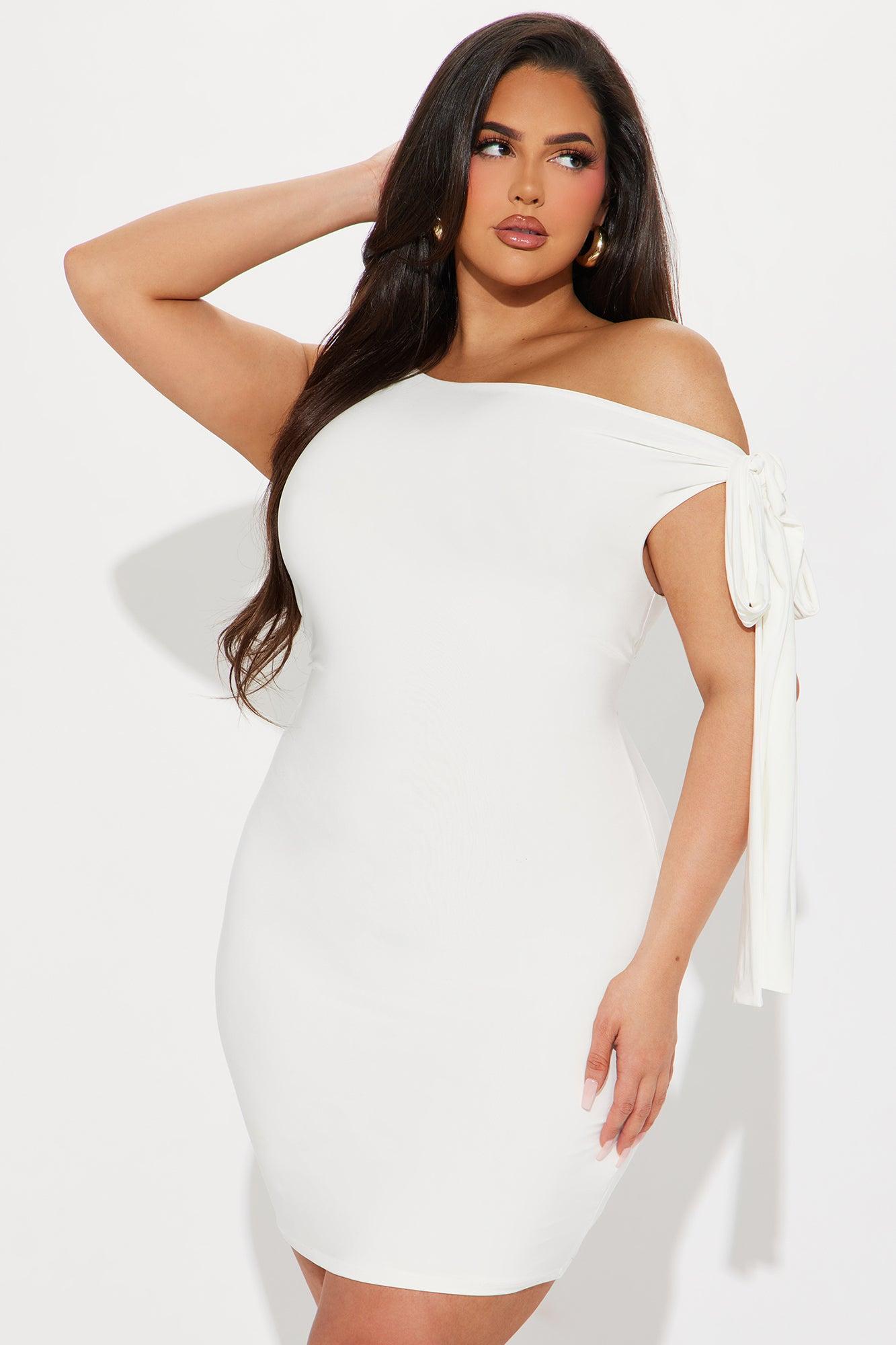 Olympia One Shoulder Mini Dress - White Product Image