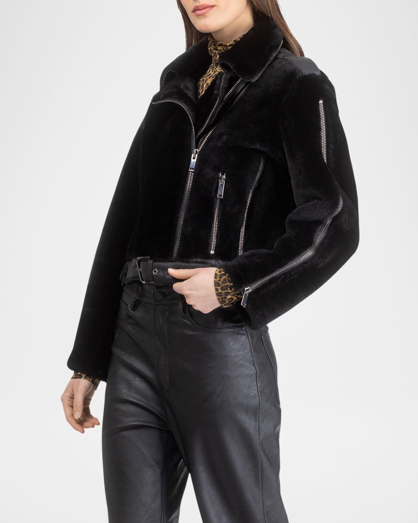 Shearling Lamb And Leather Moto Jacket Product Image