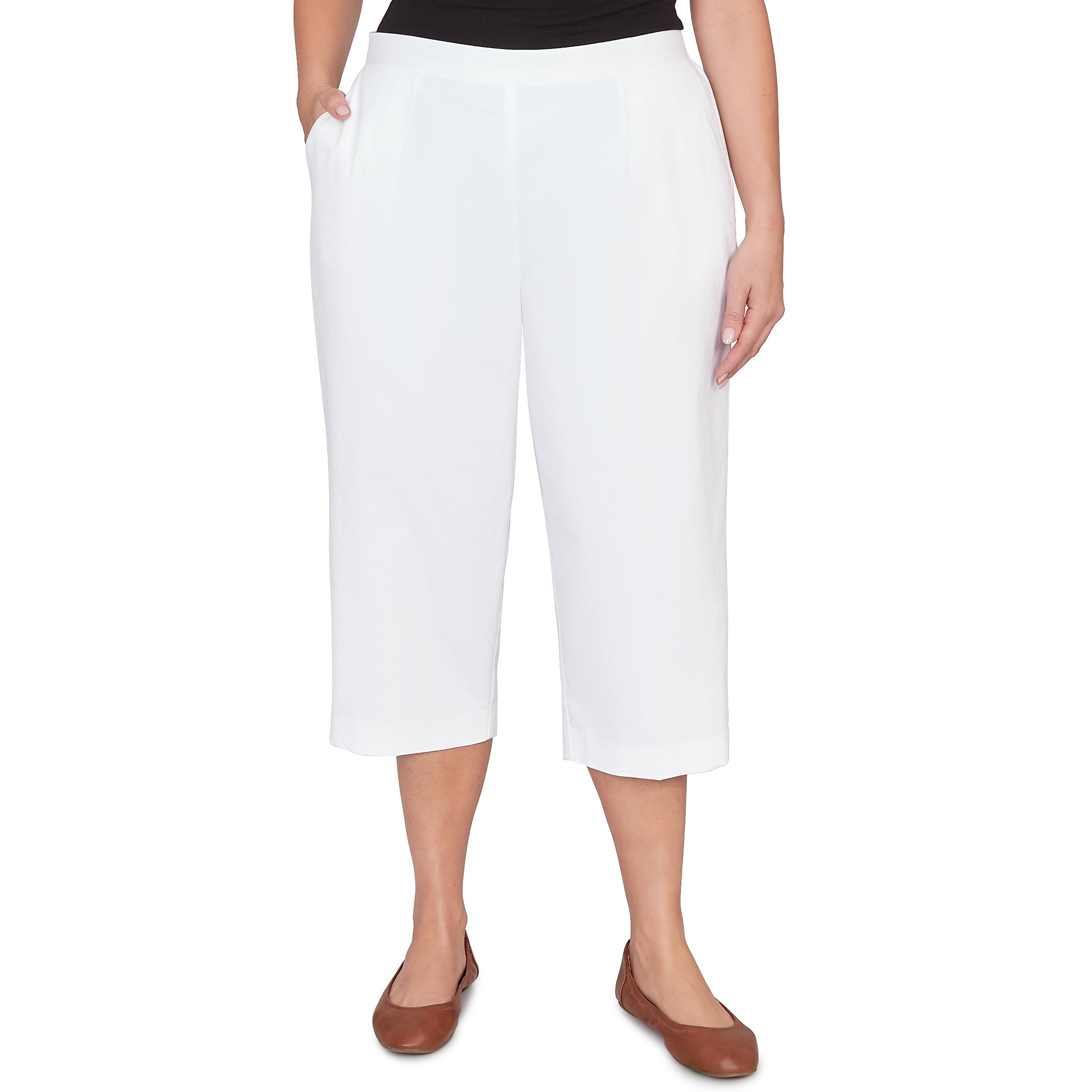 Alfred Dunner Solid Twill Button Hem Capri Pant - Plus Product Image