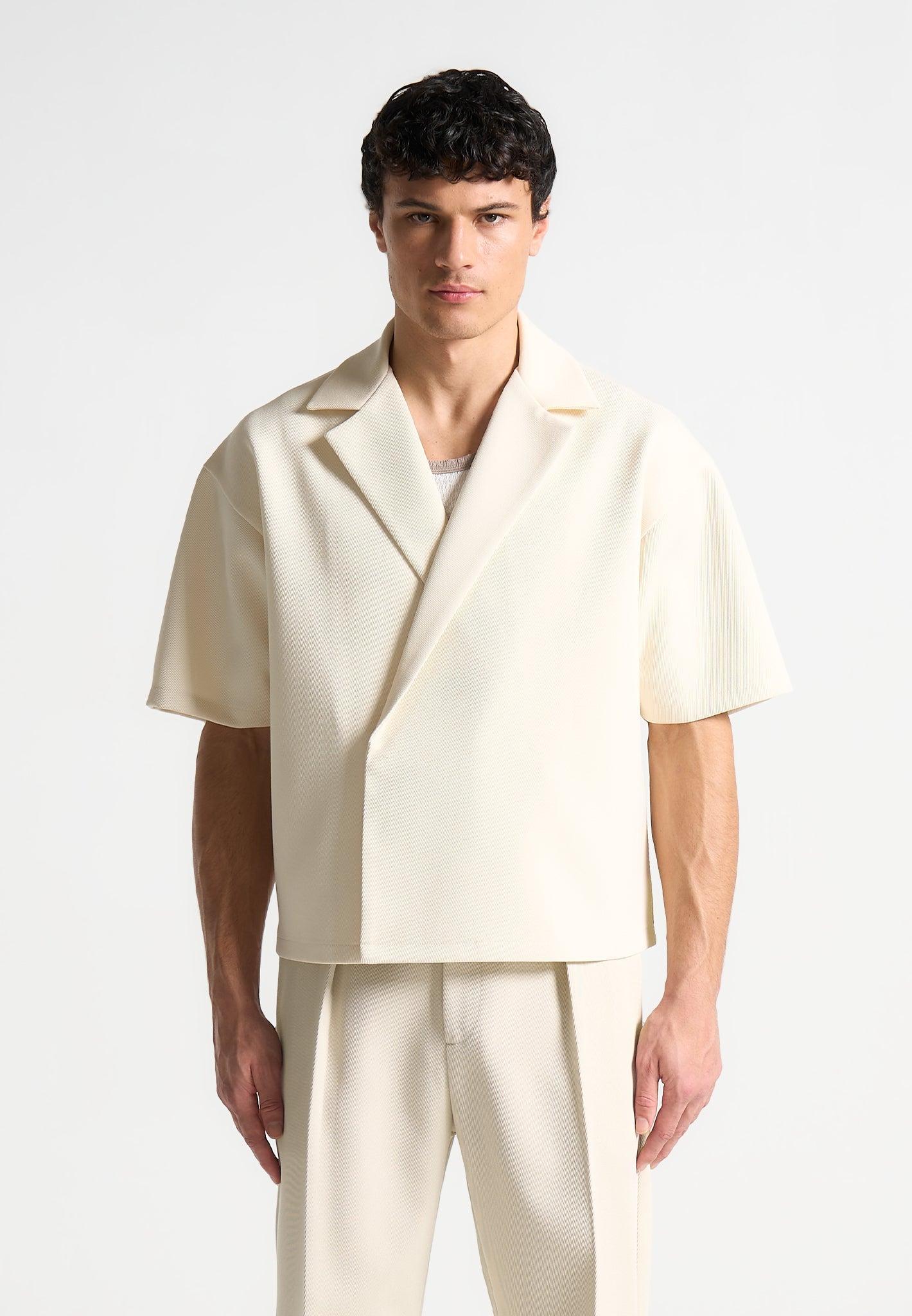 Abel - Boxy Twill Double Breasted Shirt - Cream Male Product Image