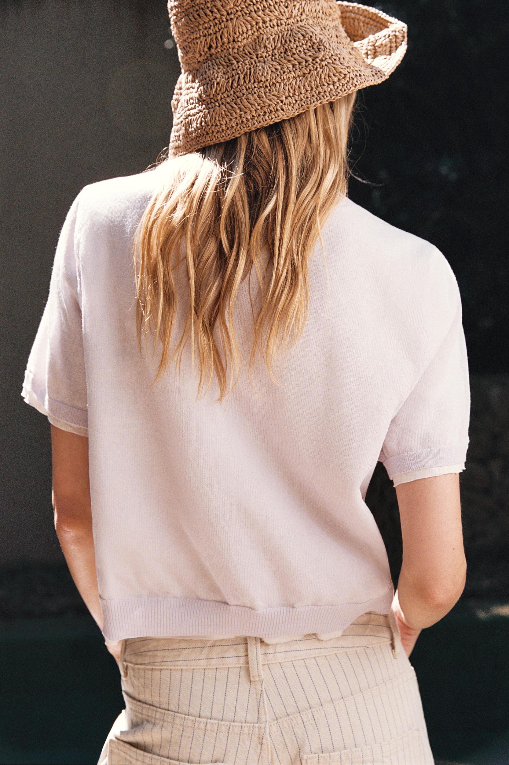 DOUBLE LAYER KNIT JACKET WITH LINEN Product Image