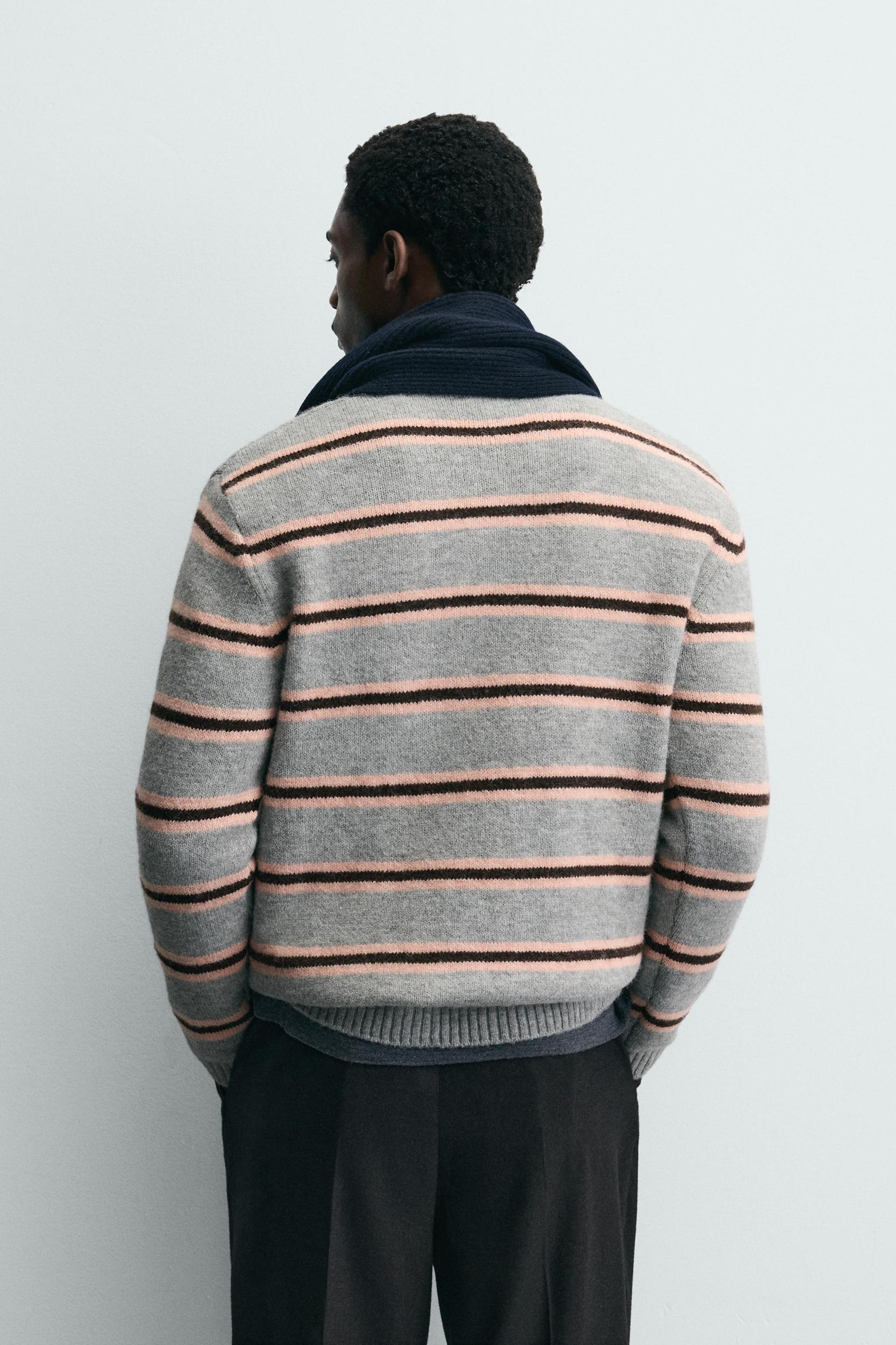 JACQUARD STRIPED KNIT POLO SHIRT Product Image