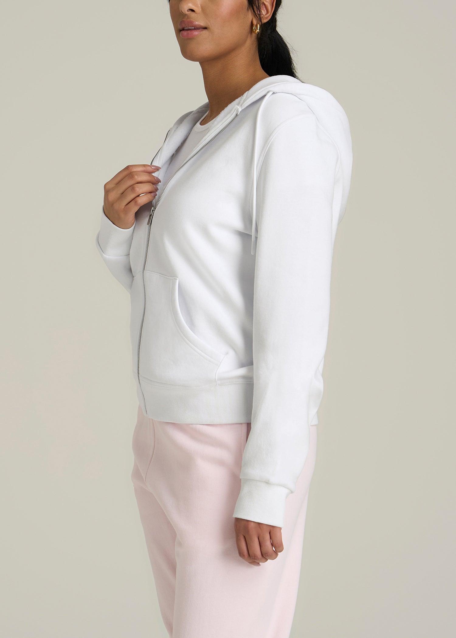 Wearever Fleece Full-Zip Hoodie for Tall Women in Optic White Female Product Image