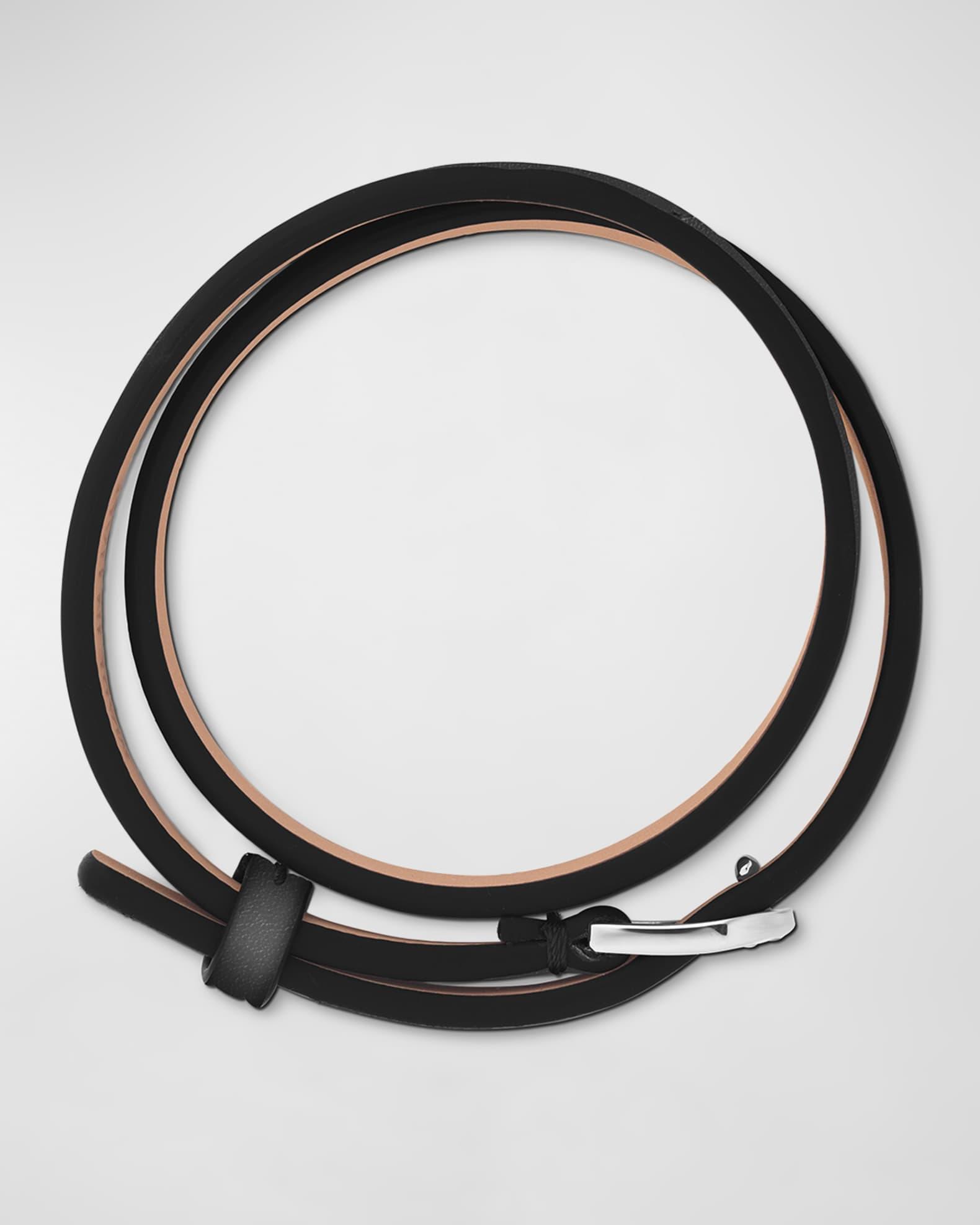 Men's Hoseshoe-Buckle Leather Wrap Bracelet Product Image