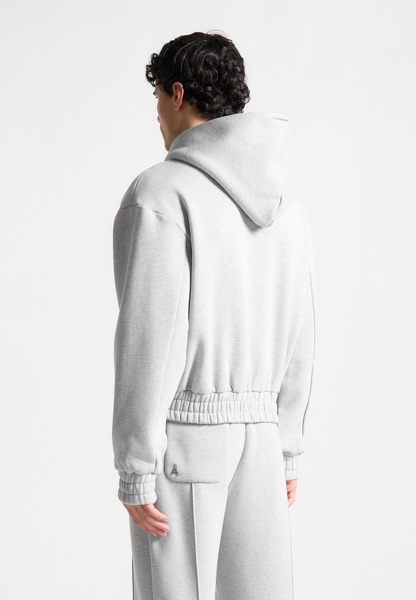 Kevin - Eiffel Embossed Zip Hoodie - Grey Male Product Image