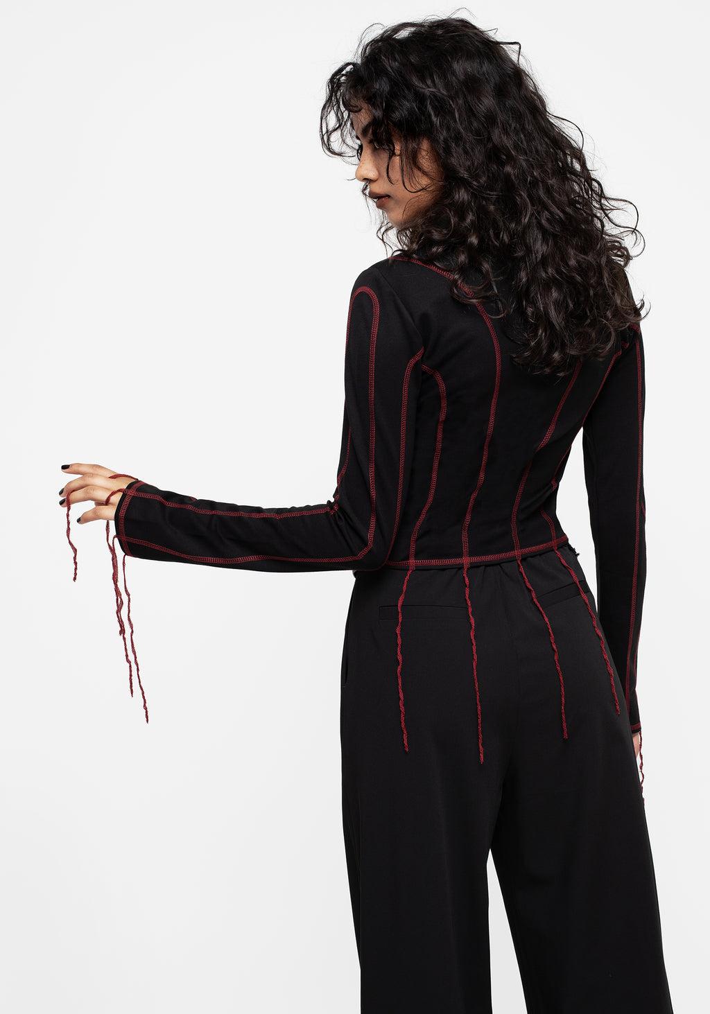 Lissa Contrast Stitch Long Sleeve Top Product Image