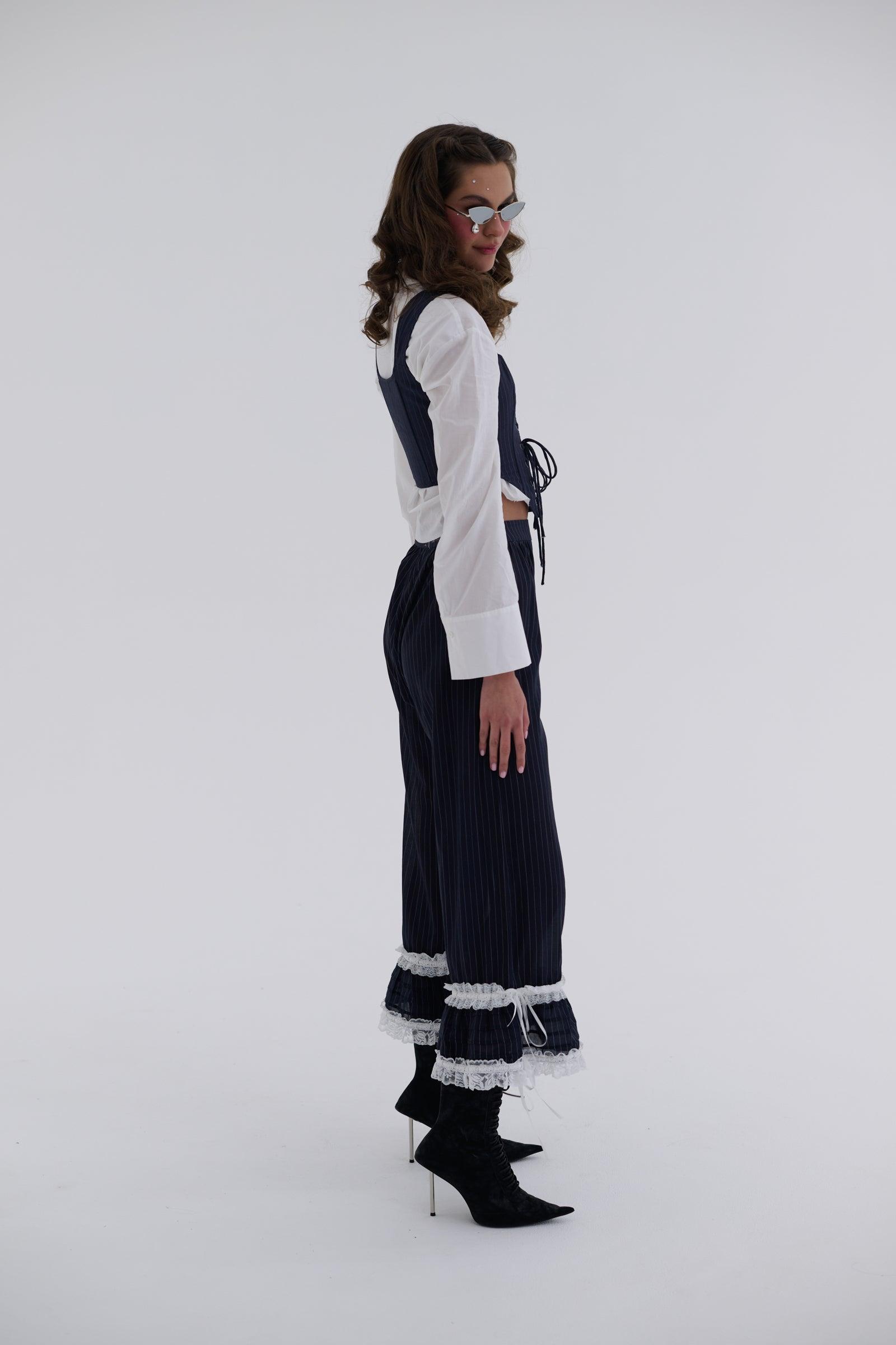 The Pinstripe Duchess Corset Product Image