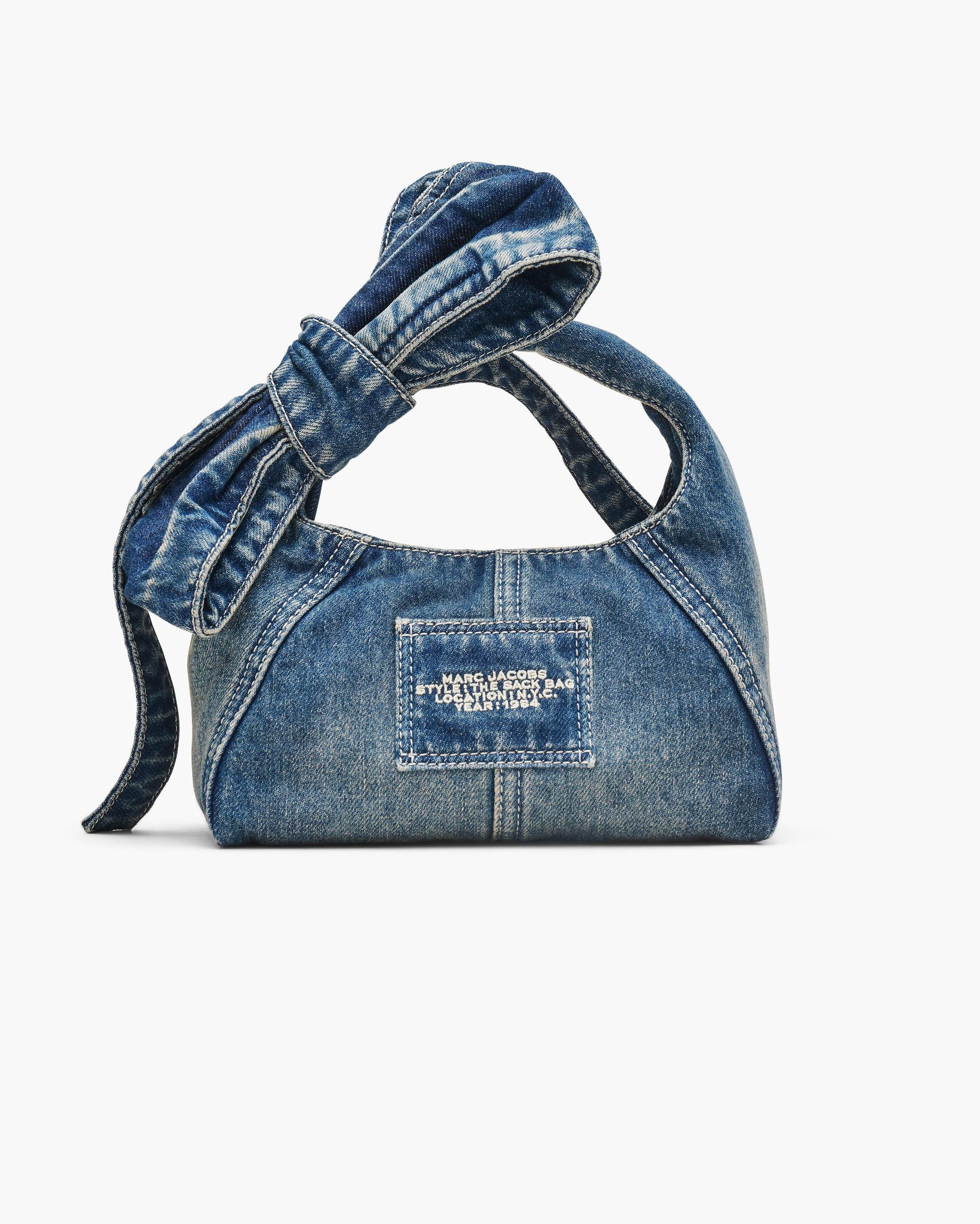 The Bow Denim Mini Sack Bag Product Image