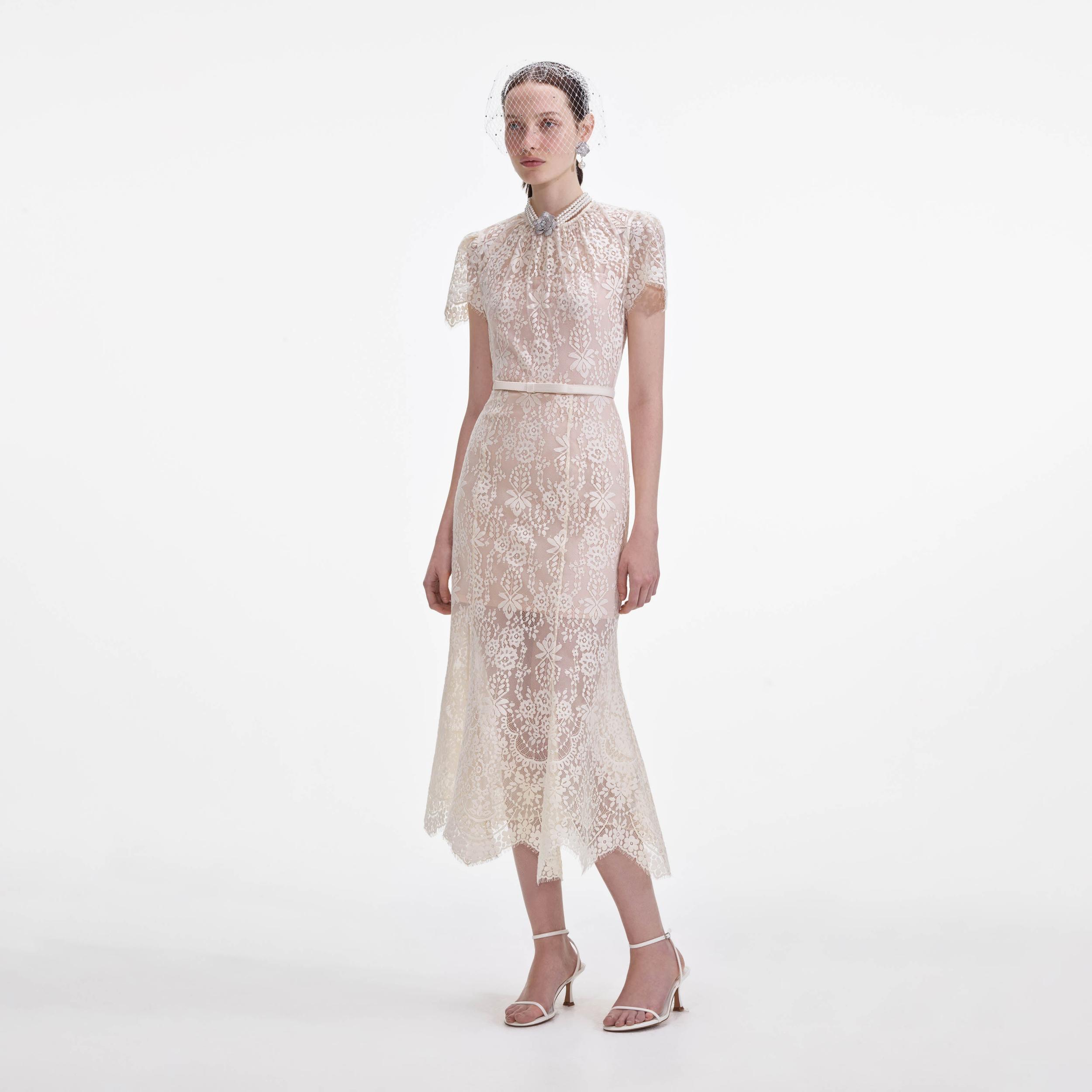 White Lace Midi Dress Product Image