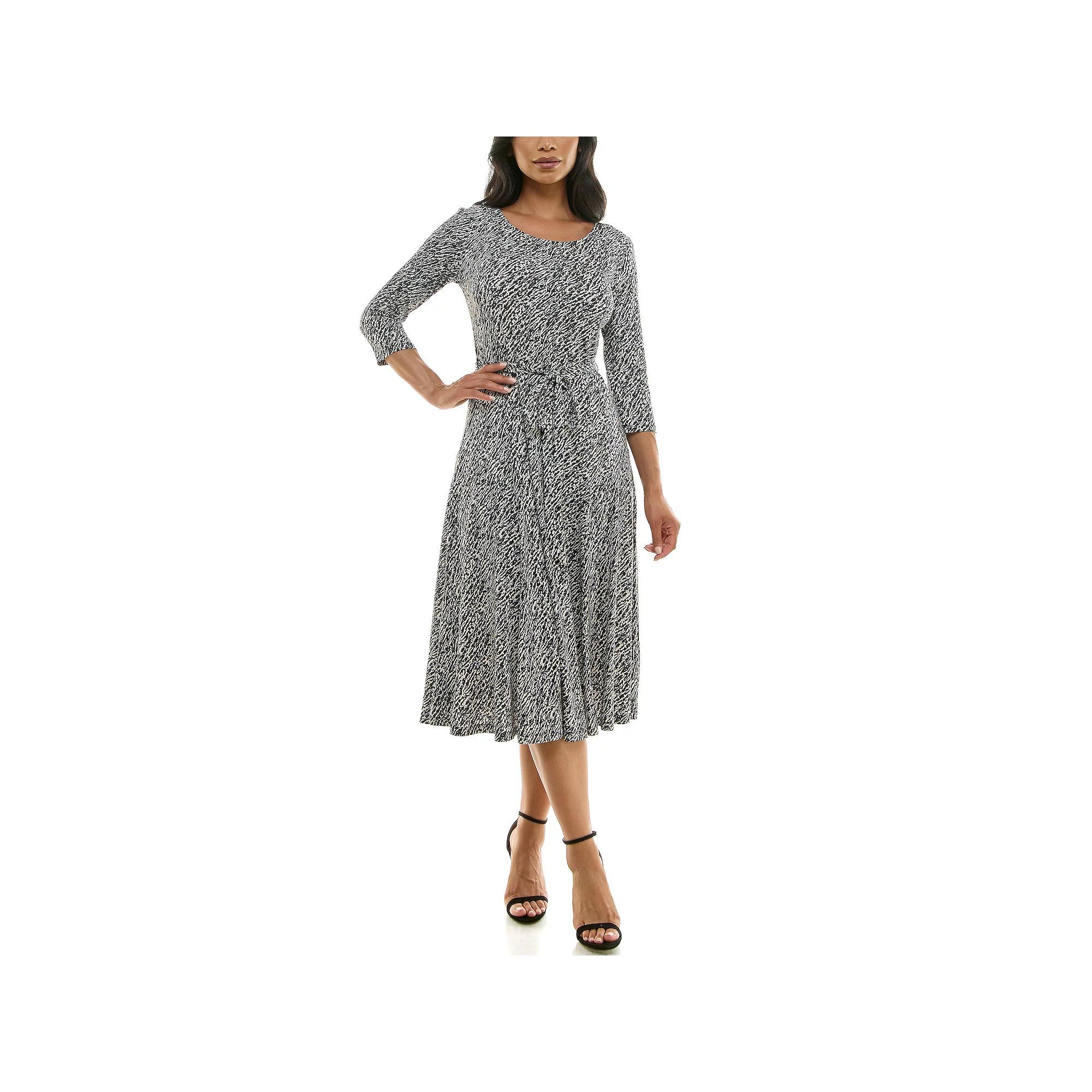Women's Nina Leonard Sylvia Midi Dress with Belt,  Product Image