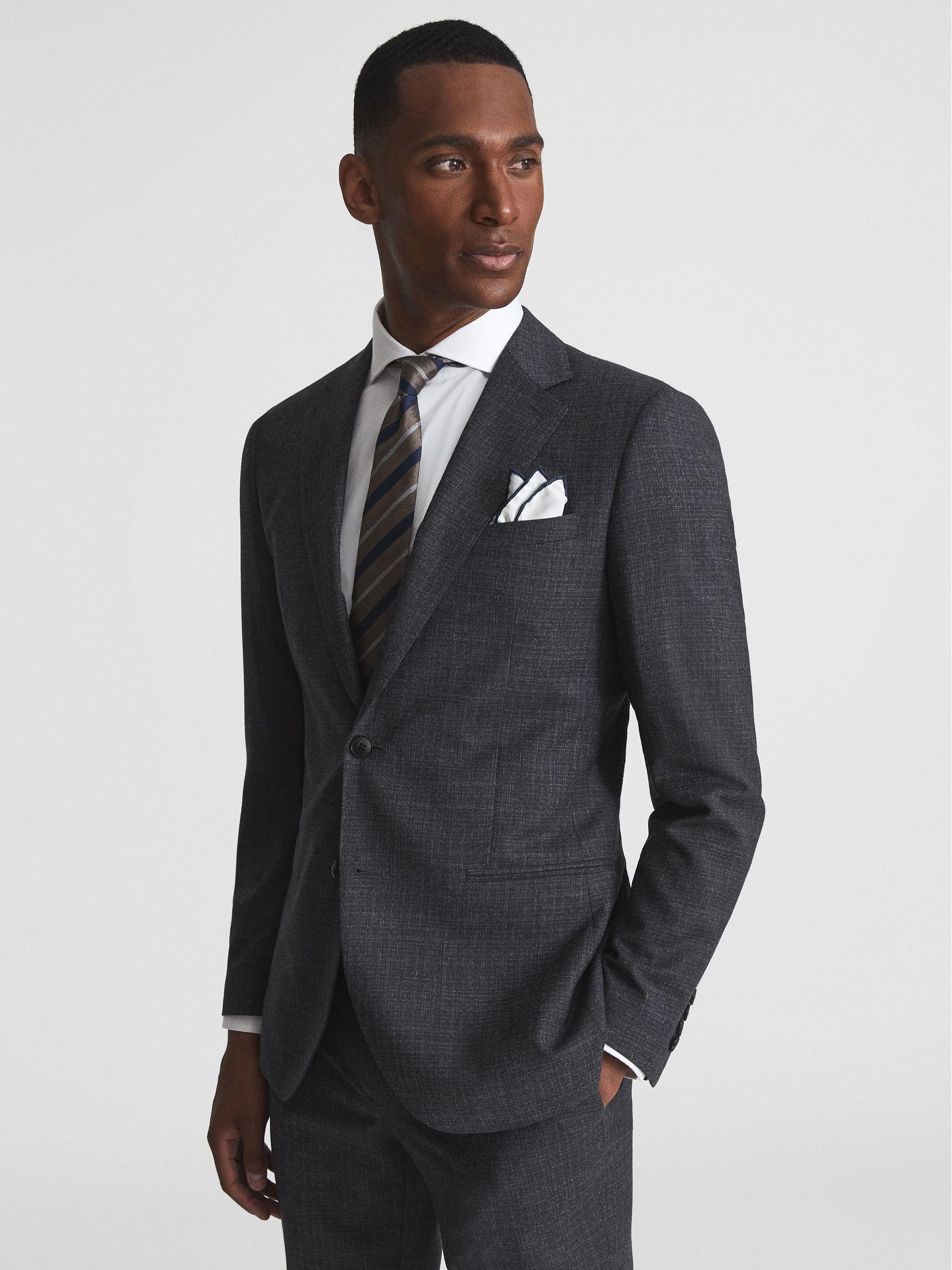 Slim Fit Textured Wool Blazer in Charcoal Product Image